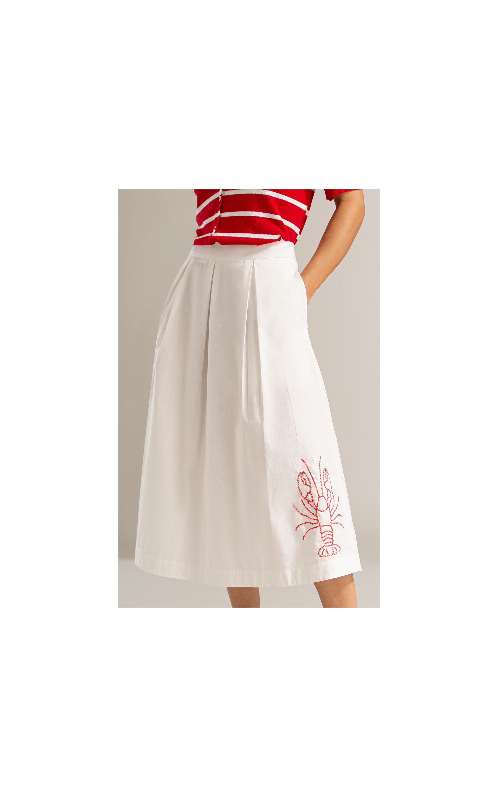 Saia Elsa Algodao Liso Branco