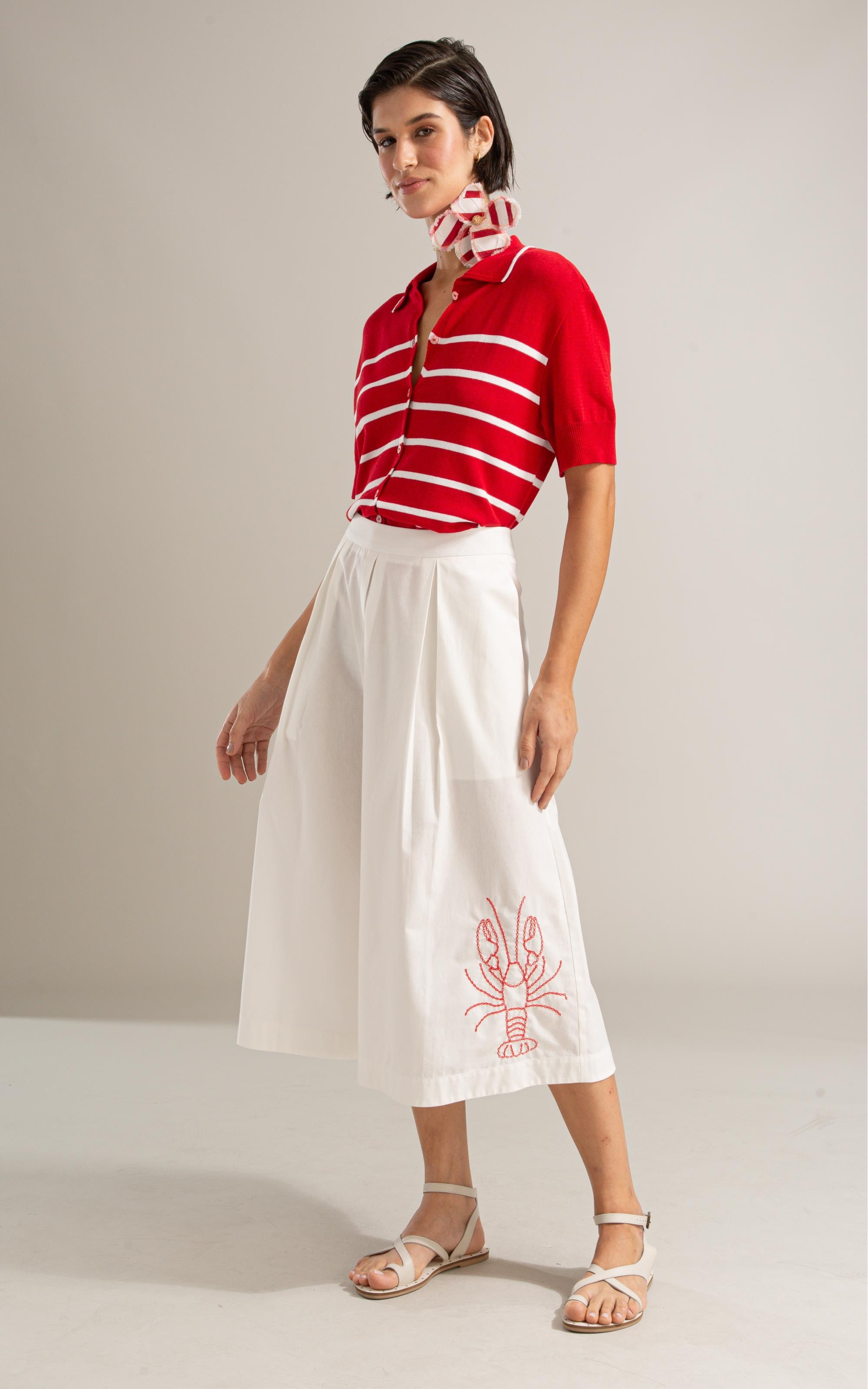 Saia Elsa Algodao Liso Branco