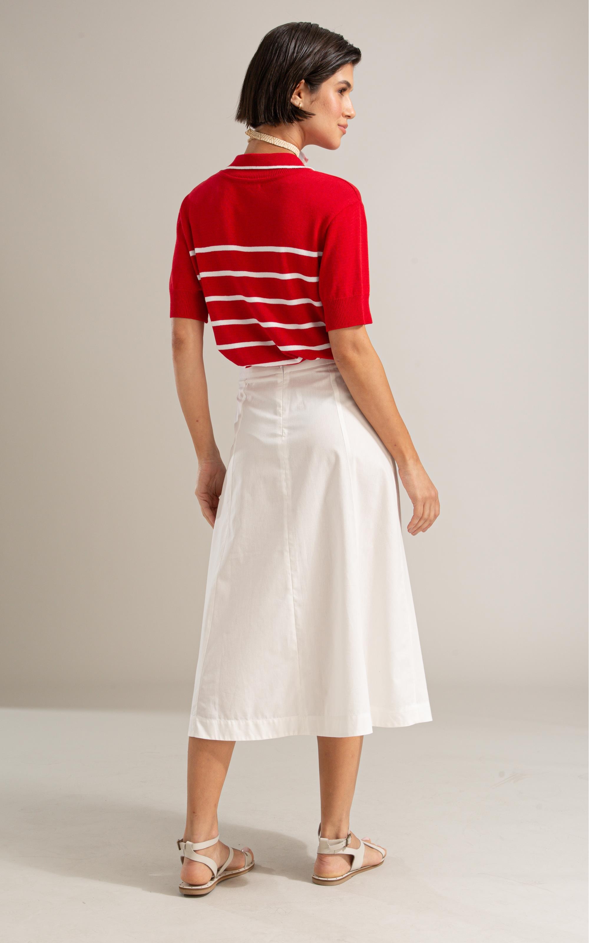 Saia Elsa Algodao Liso Branco