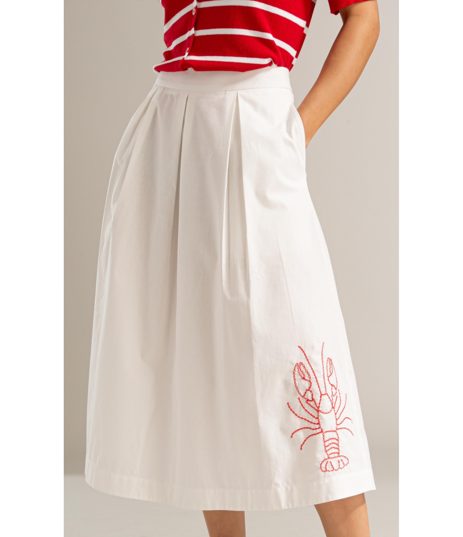 Saia Elsa Algodao Liso Branco