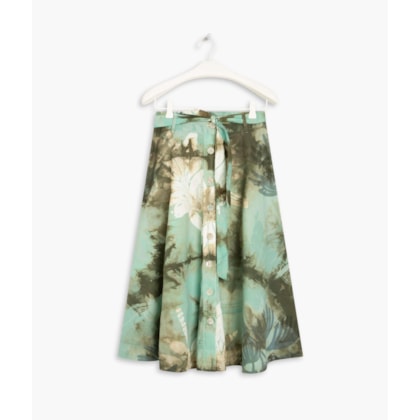 Saia Ensenada Tie Dye Leaves Verde Escuro