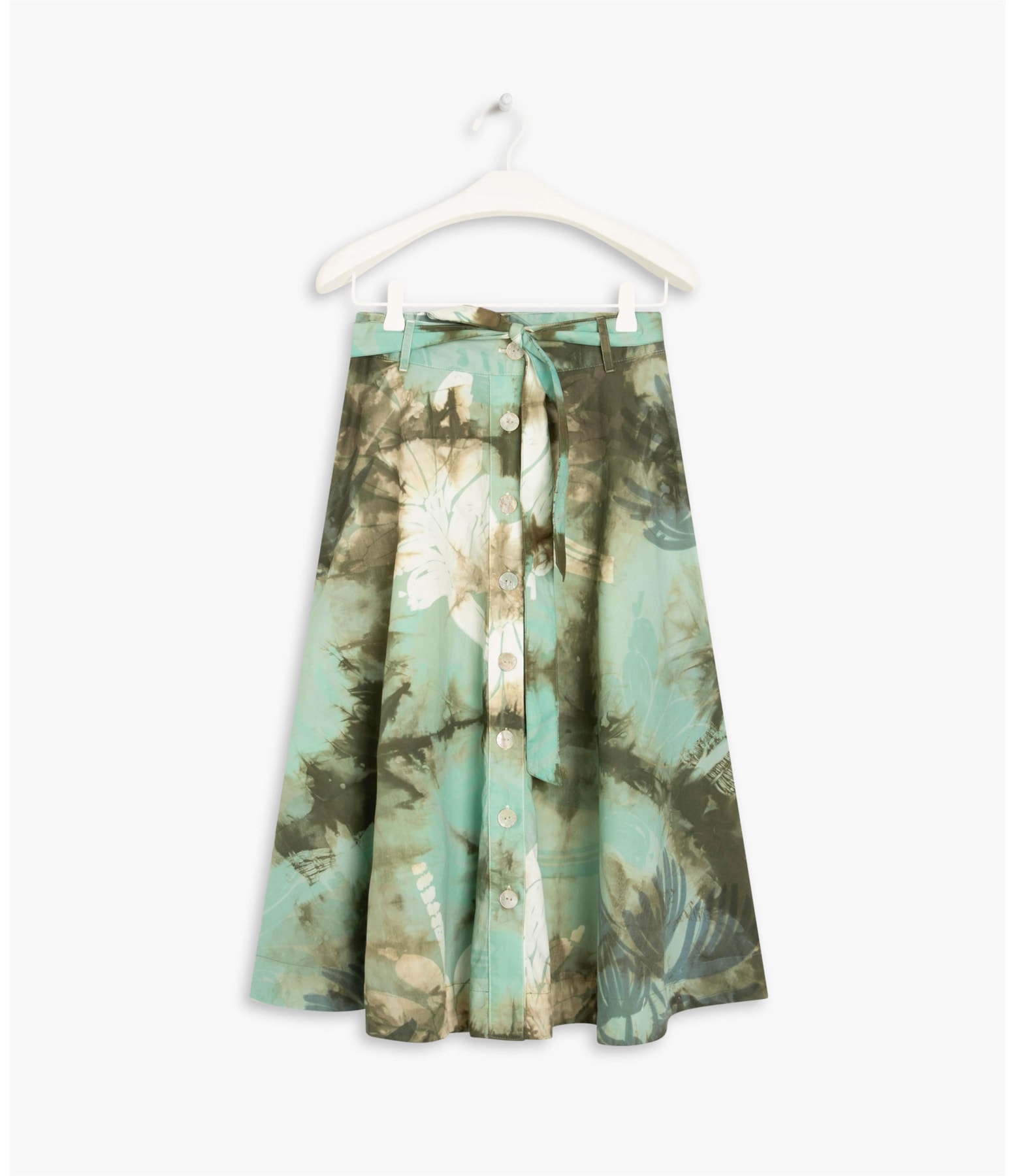 Saia Ensenada Tie Dye Leaves Verde Escuro