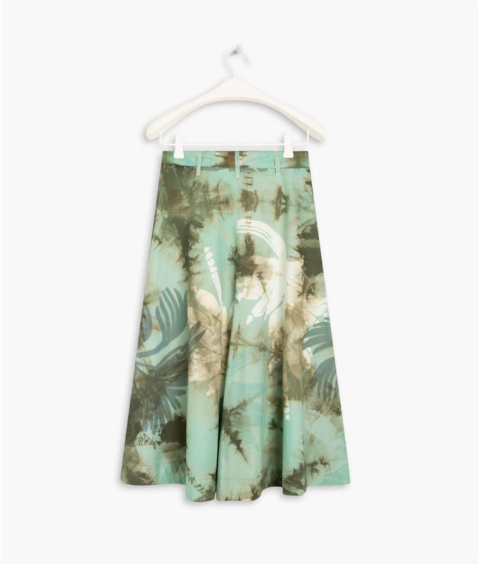 Saia Ensenada Tie Dye Leaves Verde Escuro