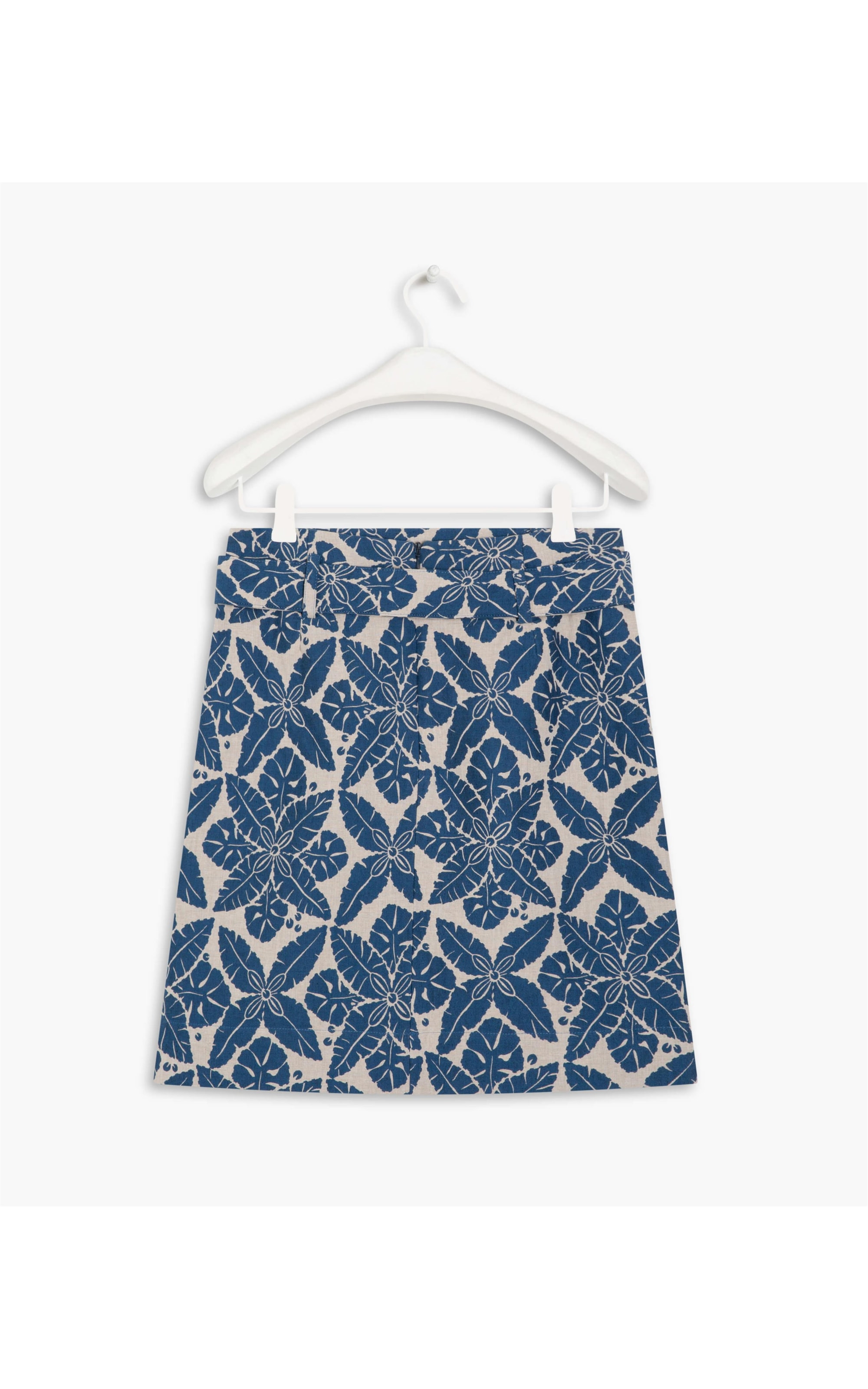 Saia Firi Algodão Jacquard Banana Leaf Azul Bic