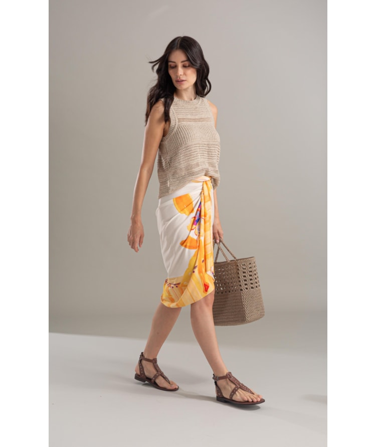 Saia Flores Amarelas Amarelo