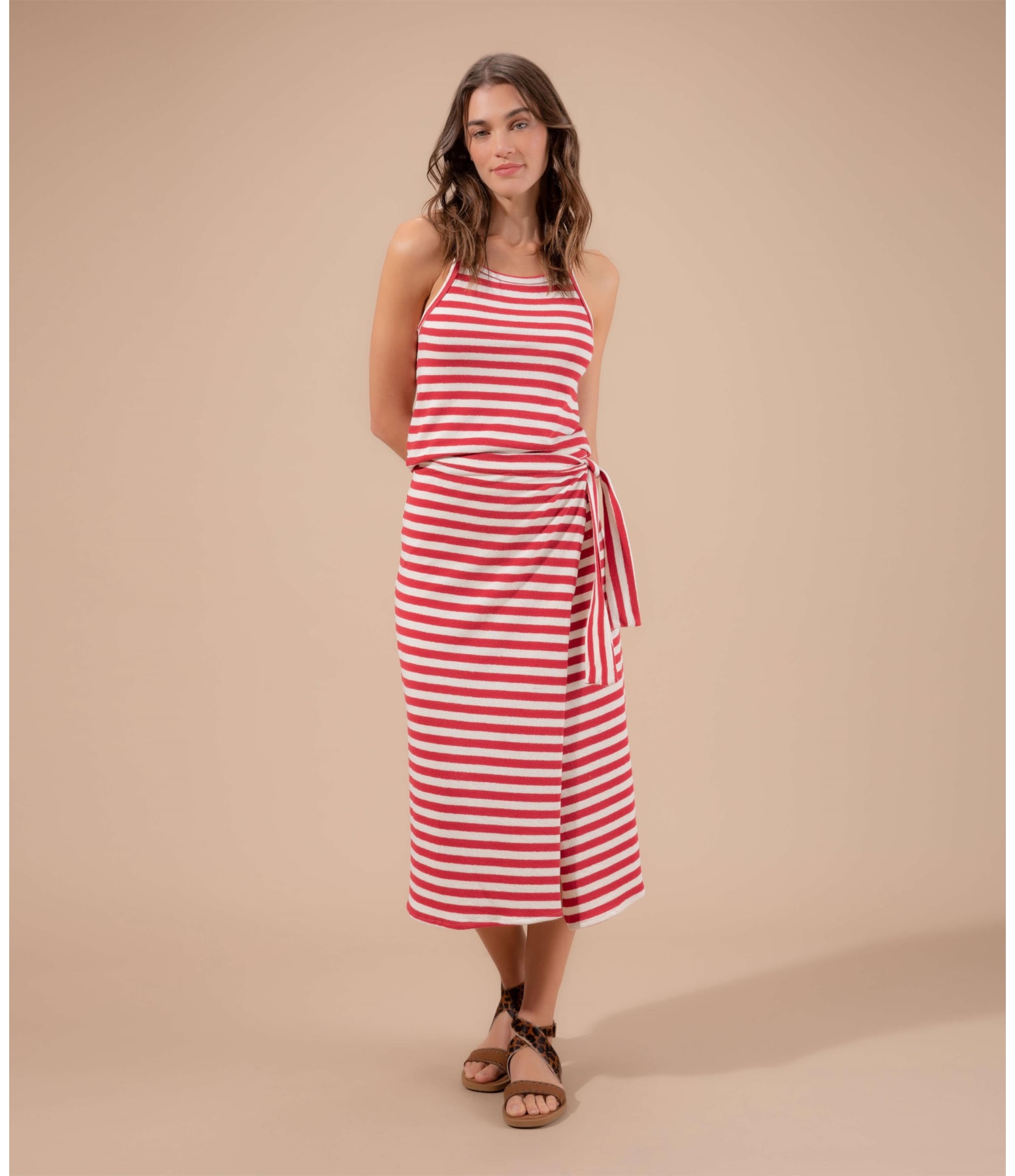 Saia Gal Listrada Algodão Vermelho