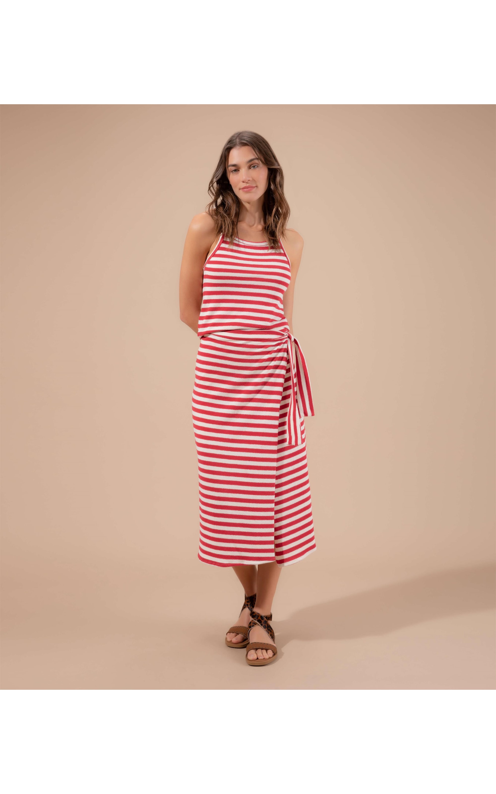 Saia Gal Listrada Algodão Vermelho