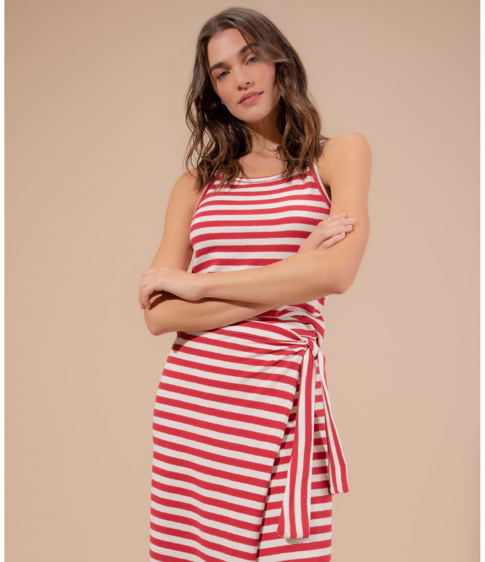 Saia Gal Listrada Algodão Vermelho