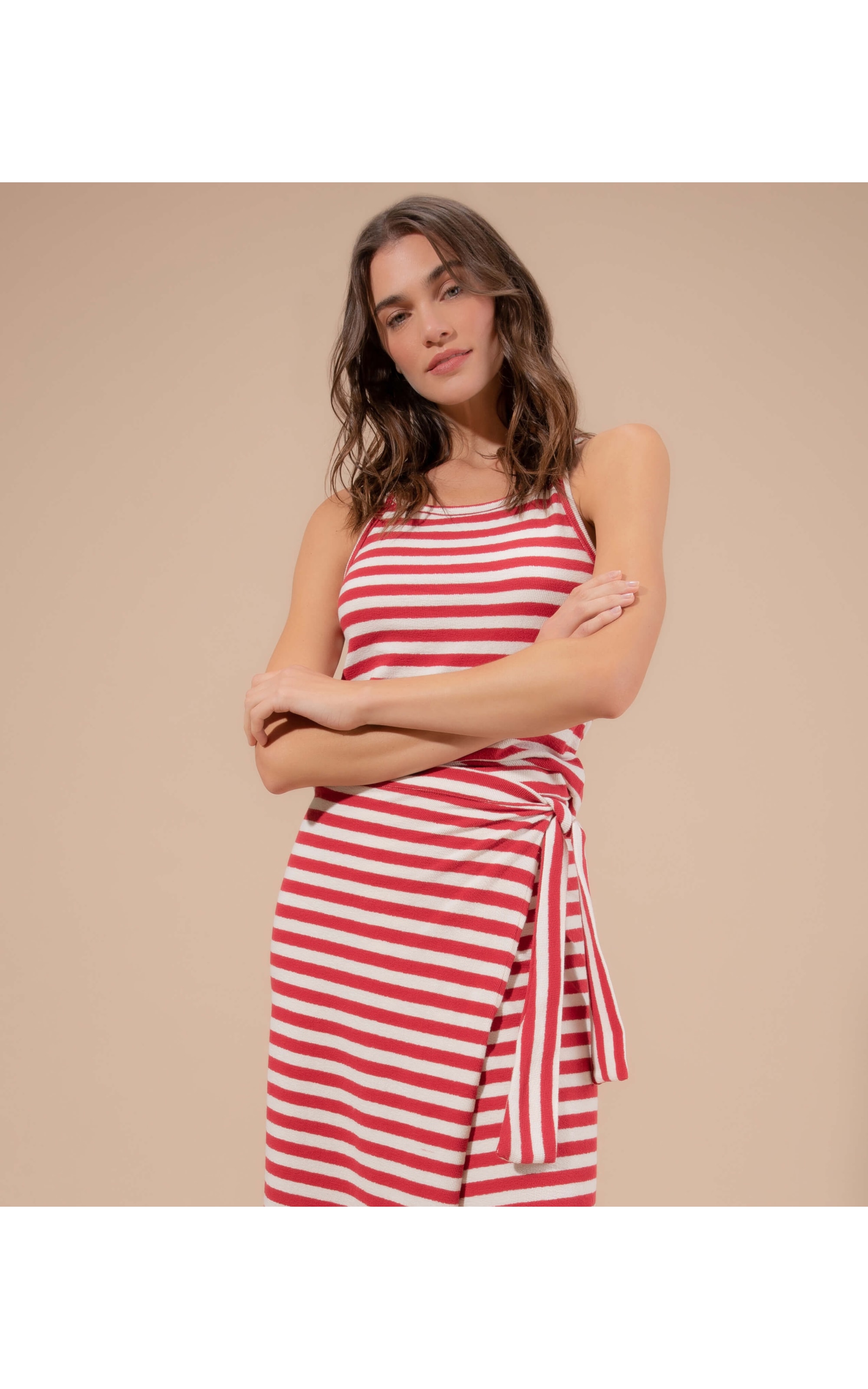 Saia Gal Listrada Algodão Vermelho