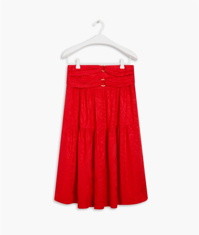Saia Isla Viscose Jacquard Abacaxi Vermelho