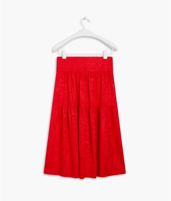 Saia Isla Viscose Jacquard Abacaxi Vermelho