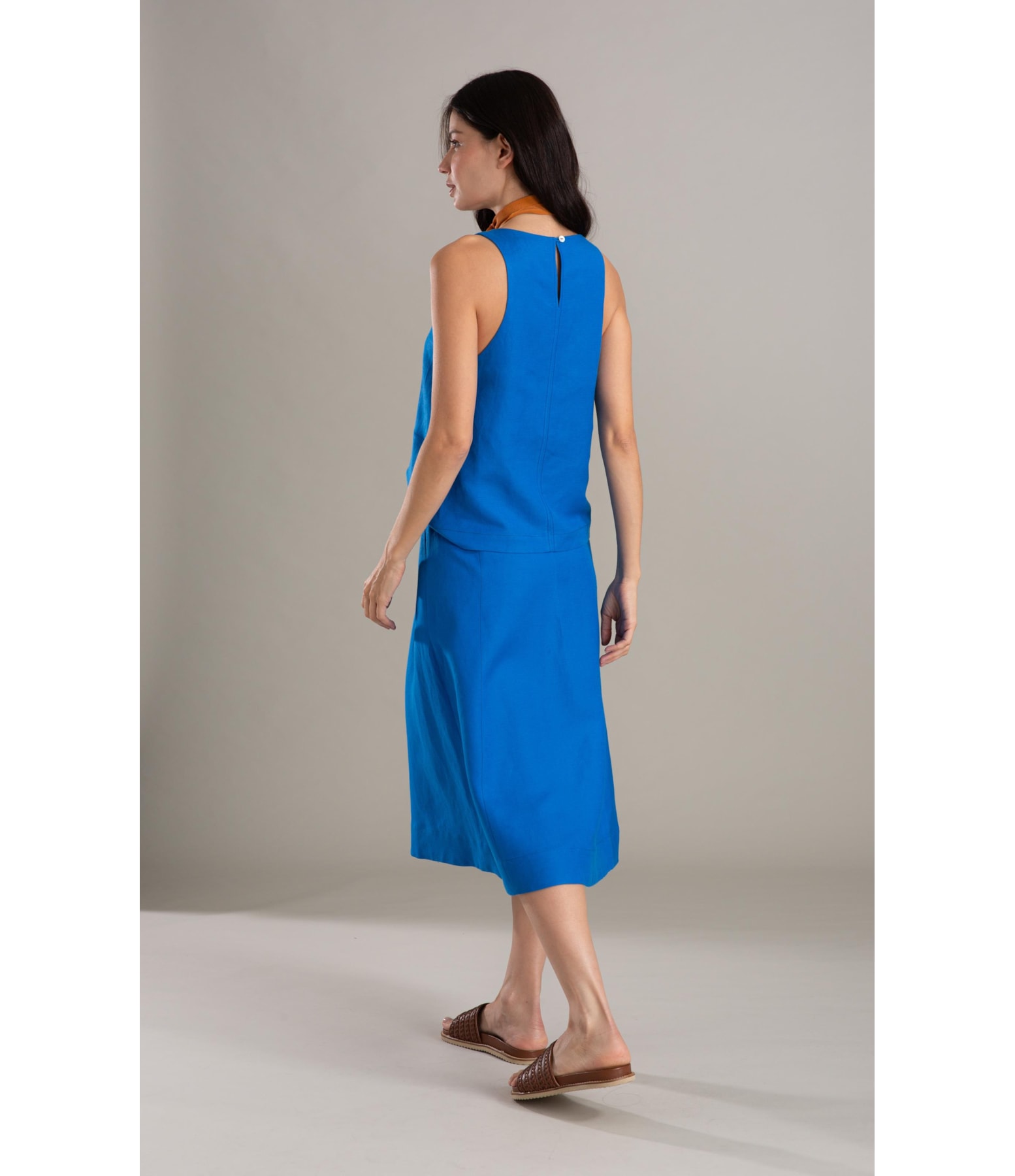 Saia Lagoa Linho Blend Liso Royal