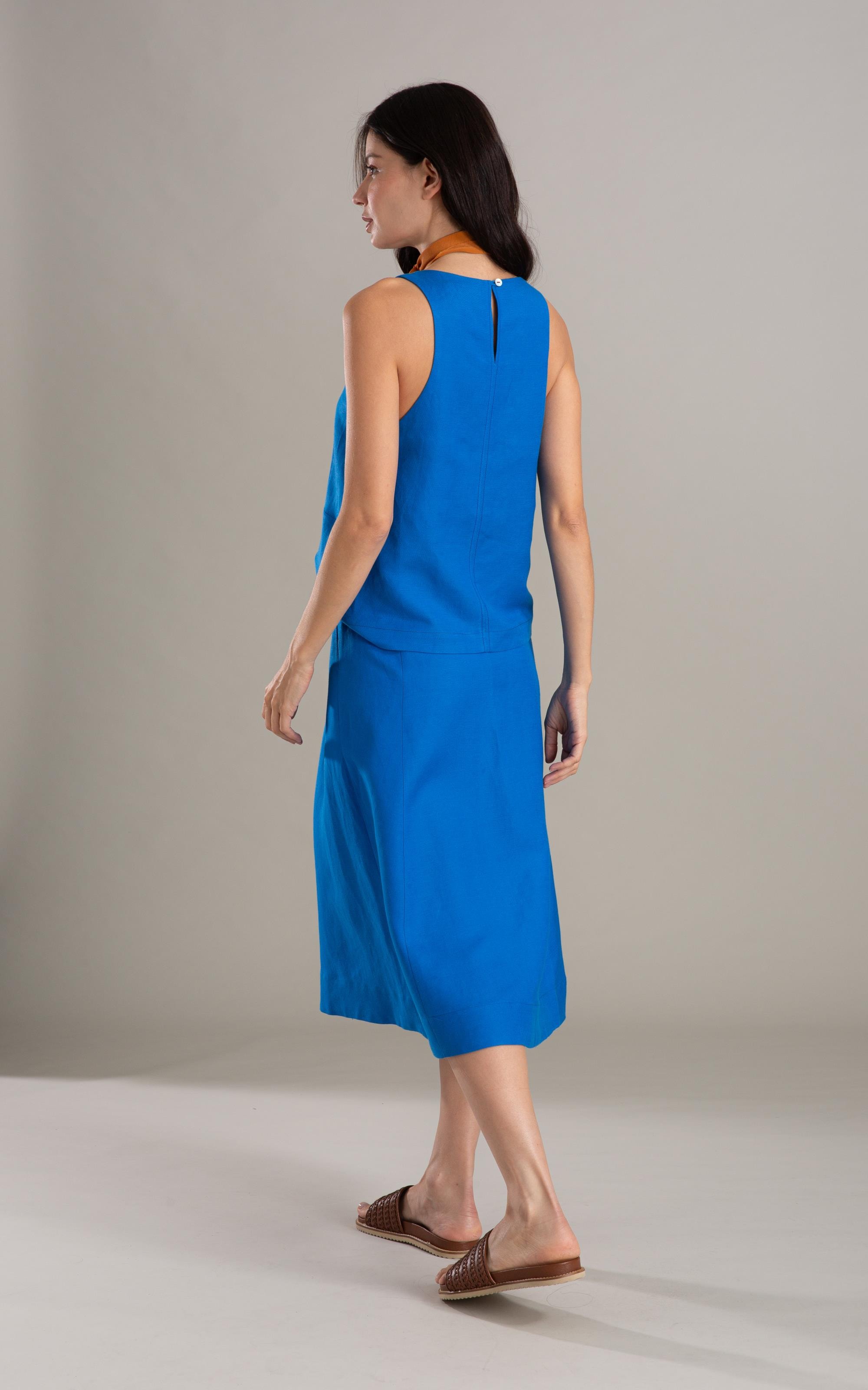 Saia Lagoa Linho Blend Liso Royal