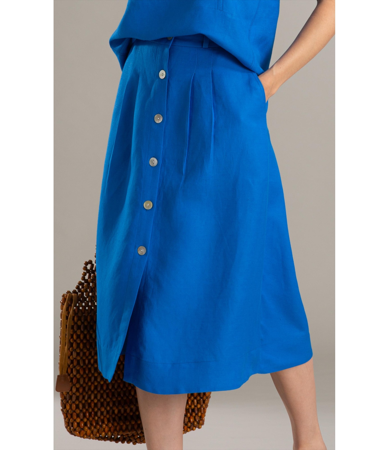 Saia Lagoa Linho Blend Liso Royal