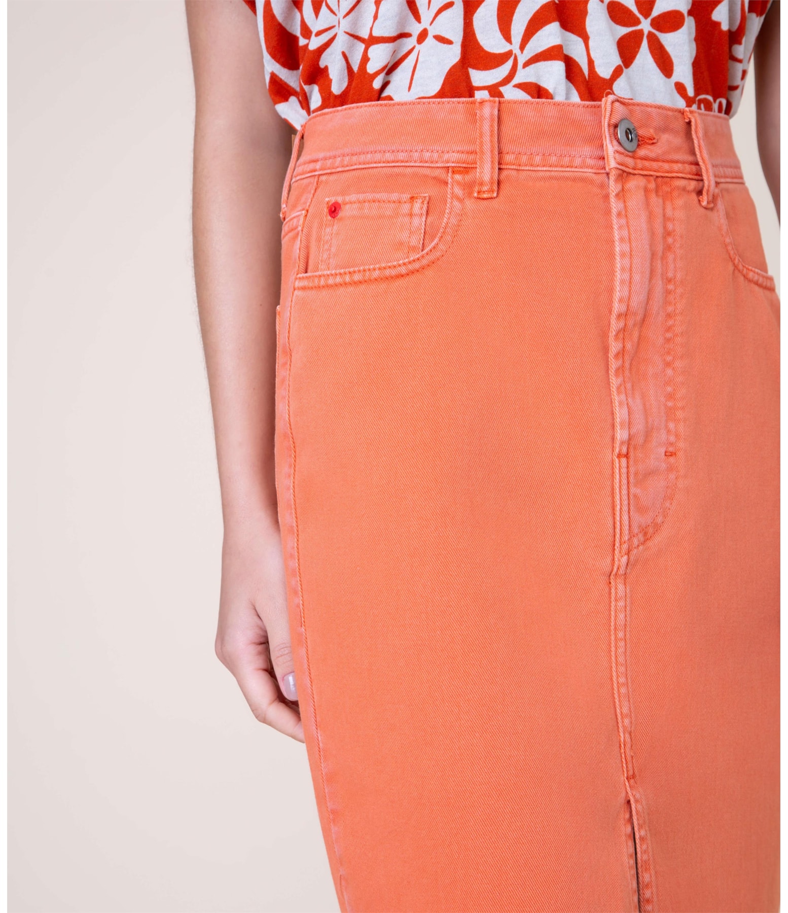 Saia Lapis White Denim Laranja