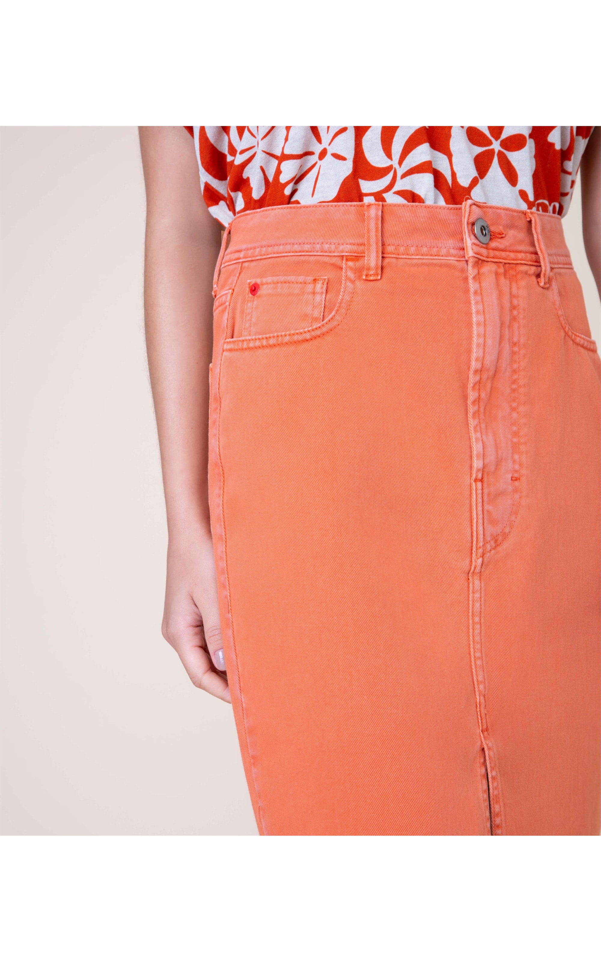 Saia Lapis White Denim Laranja