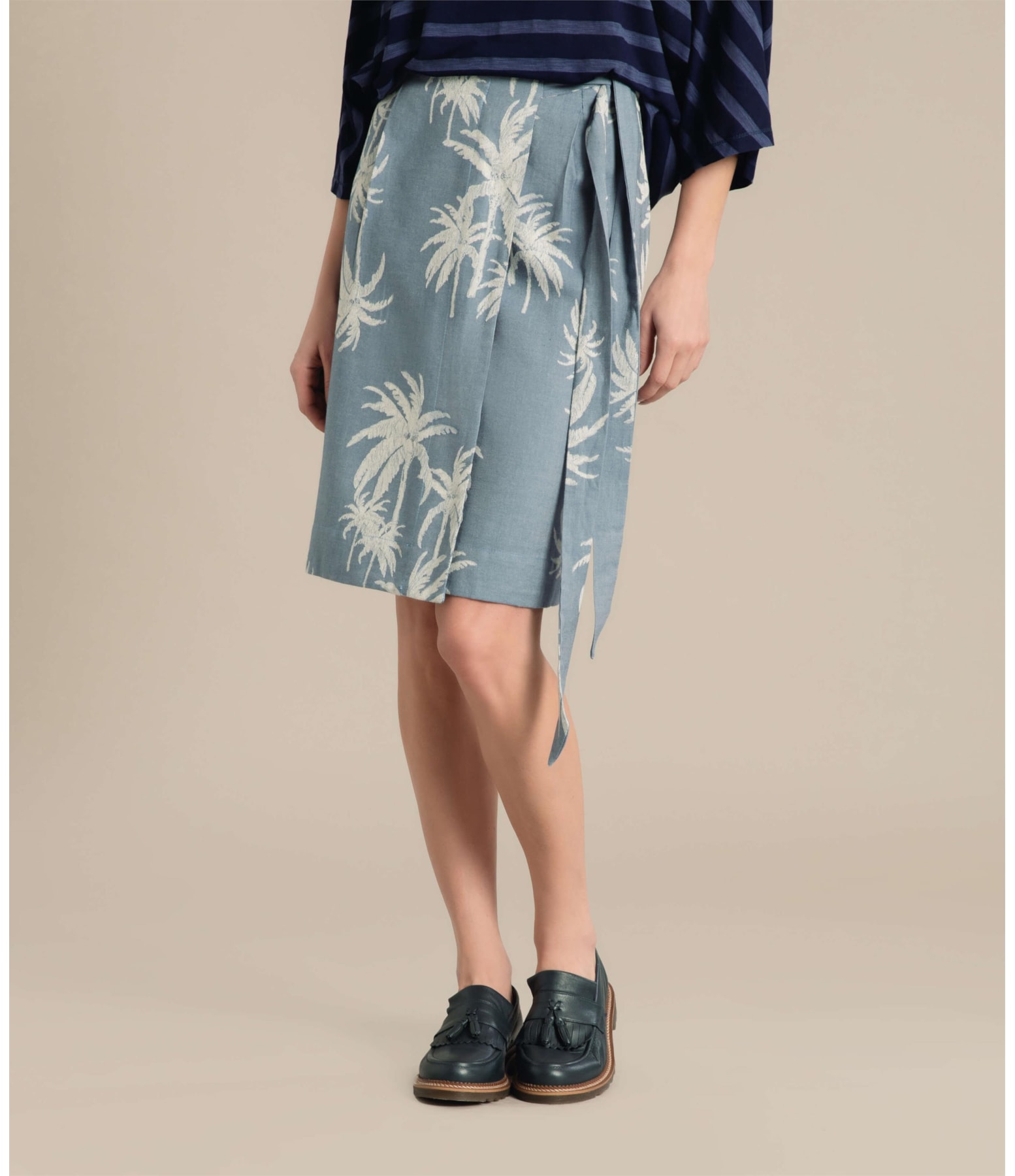 Saia Lena Jacquard Coconut Azul Bic
