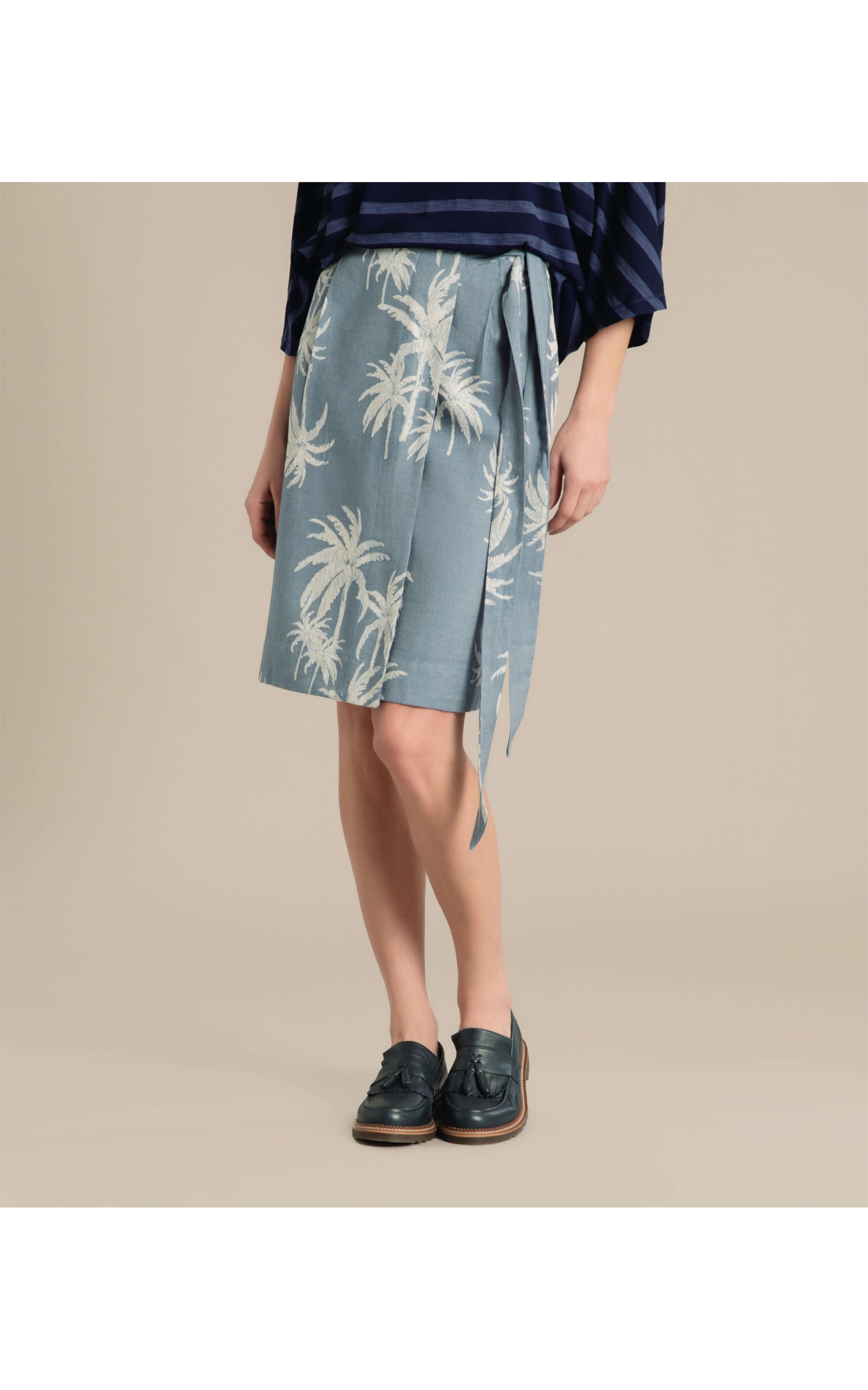 Saia Lena Jacquard Coconut Azul Bic