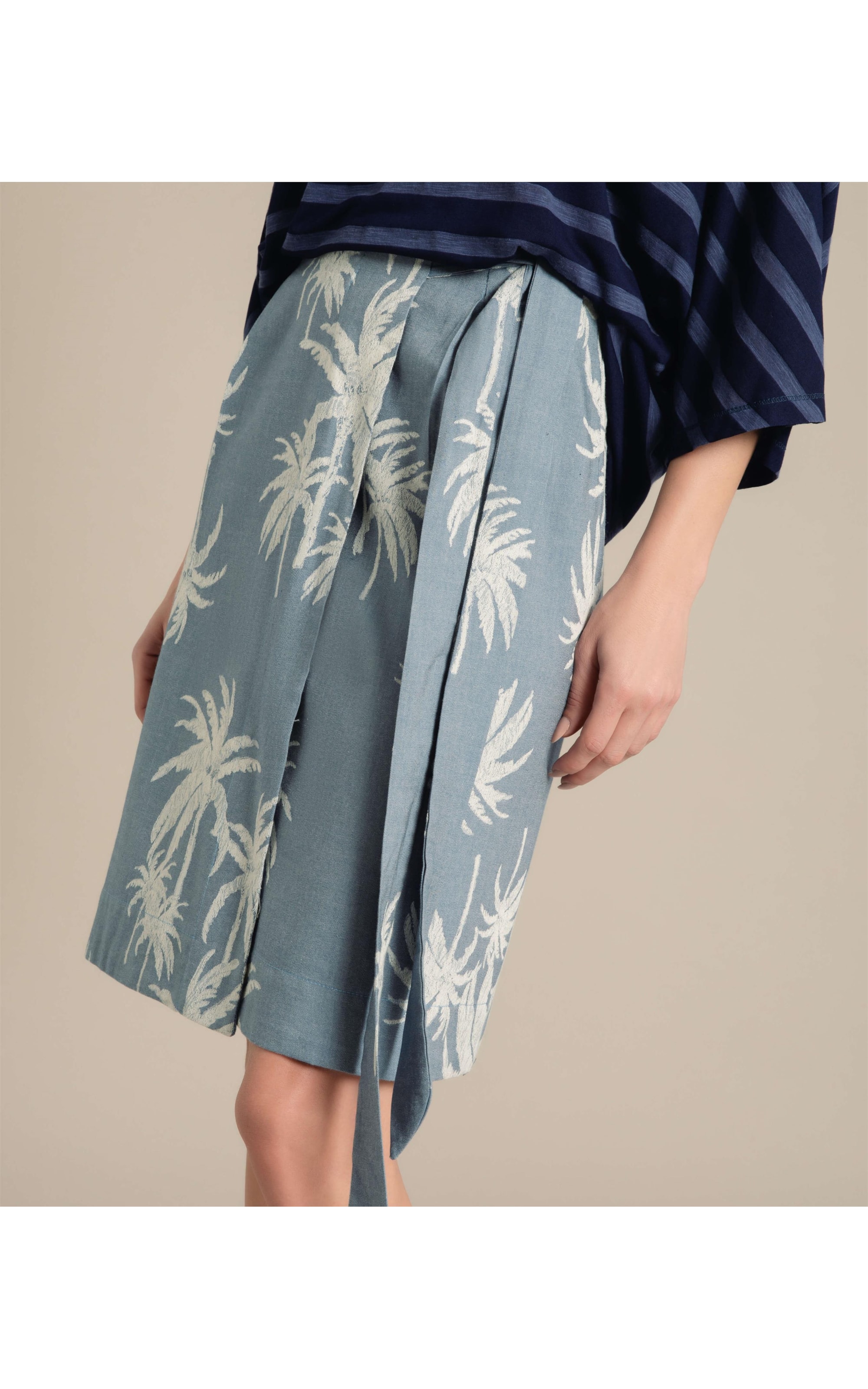 Saia Lena Jacquard Coconut Azul Bic