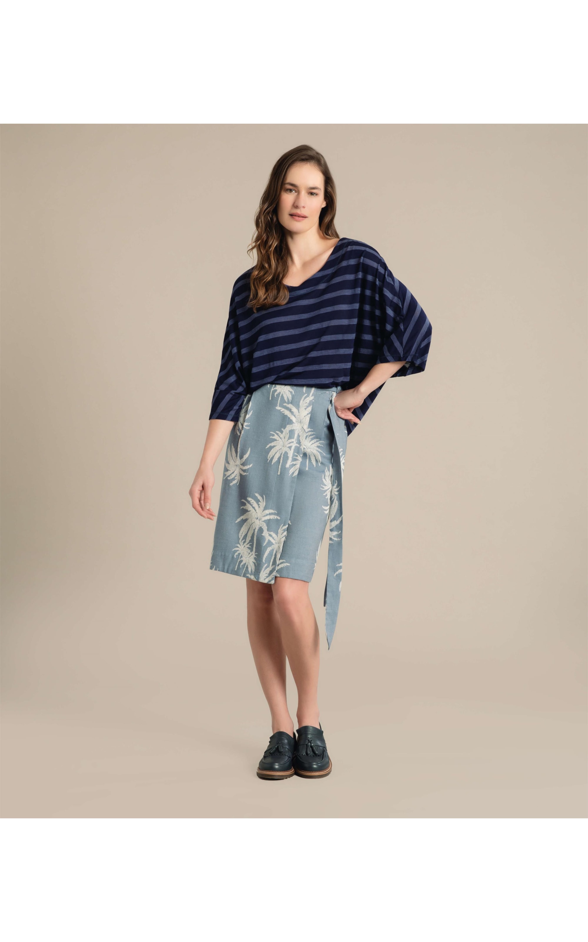 Saia Lena Jacquard Coconut Azul Bic