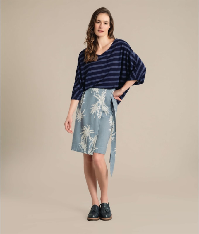 Saia Lena Jacquard Coconut Azul Bic