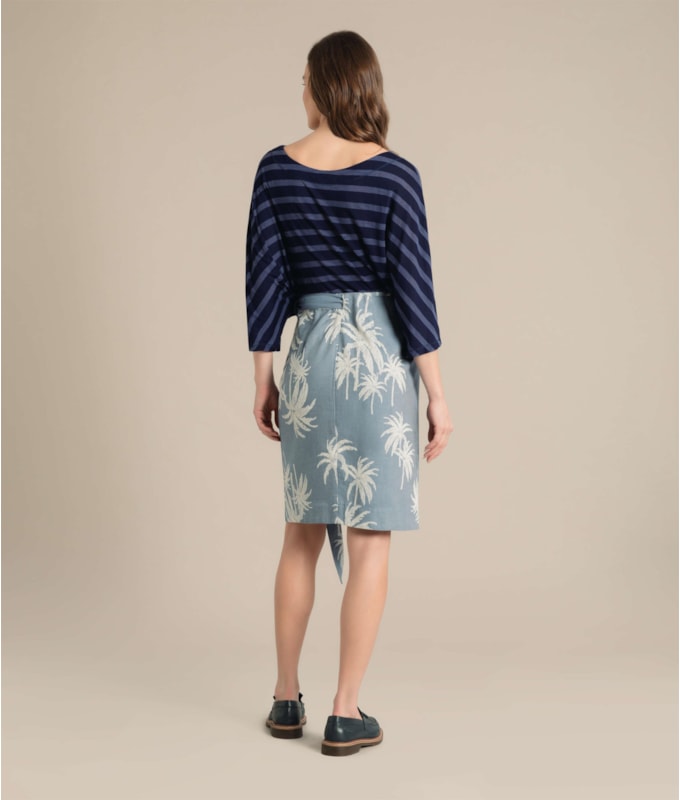 Saia Lena Jacquard Coconut Azul Bic