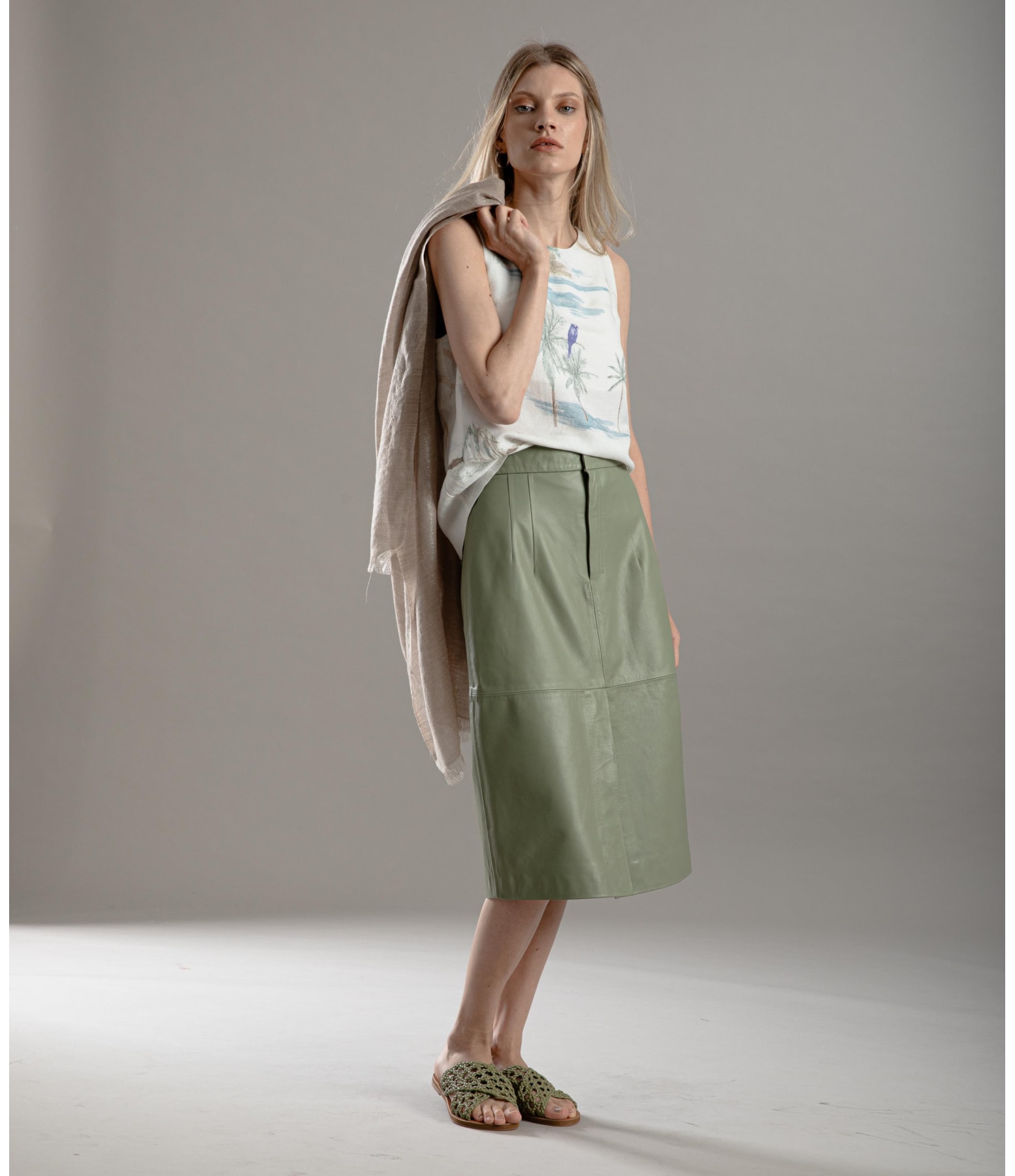 Saia Leny Leather Verde Army