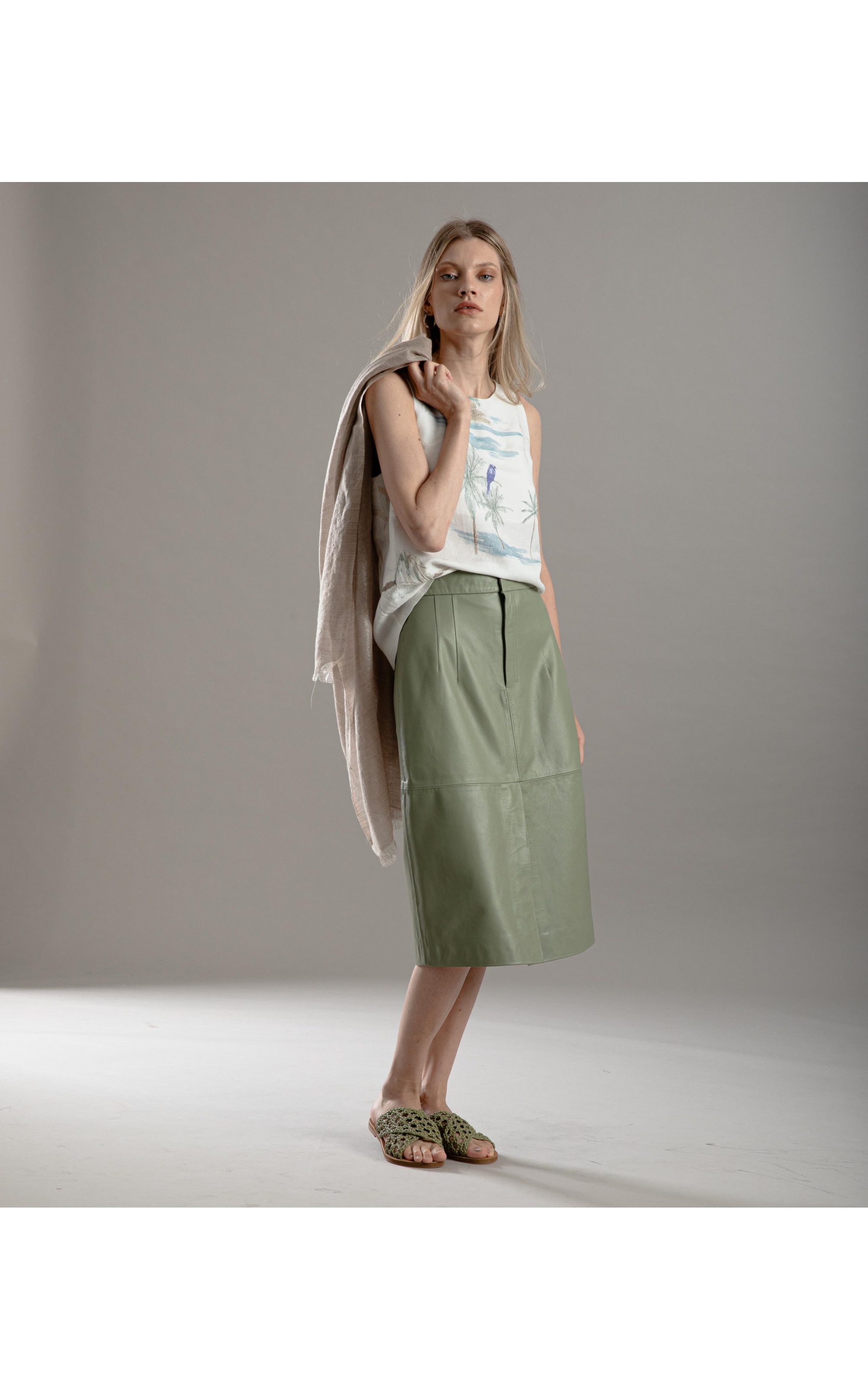 Saia Leny Leather Verde Army