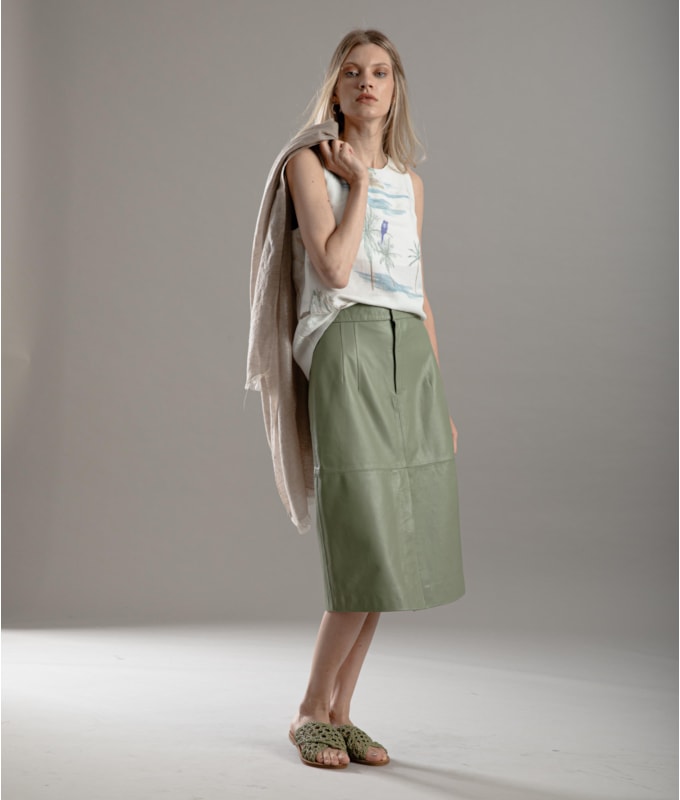 Saia Leny Leather Verde Army