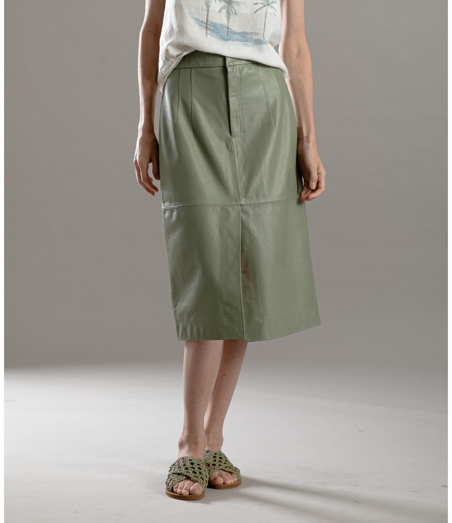 Saia Leny Leather Verde Army