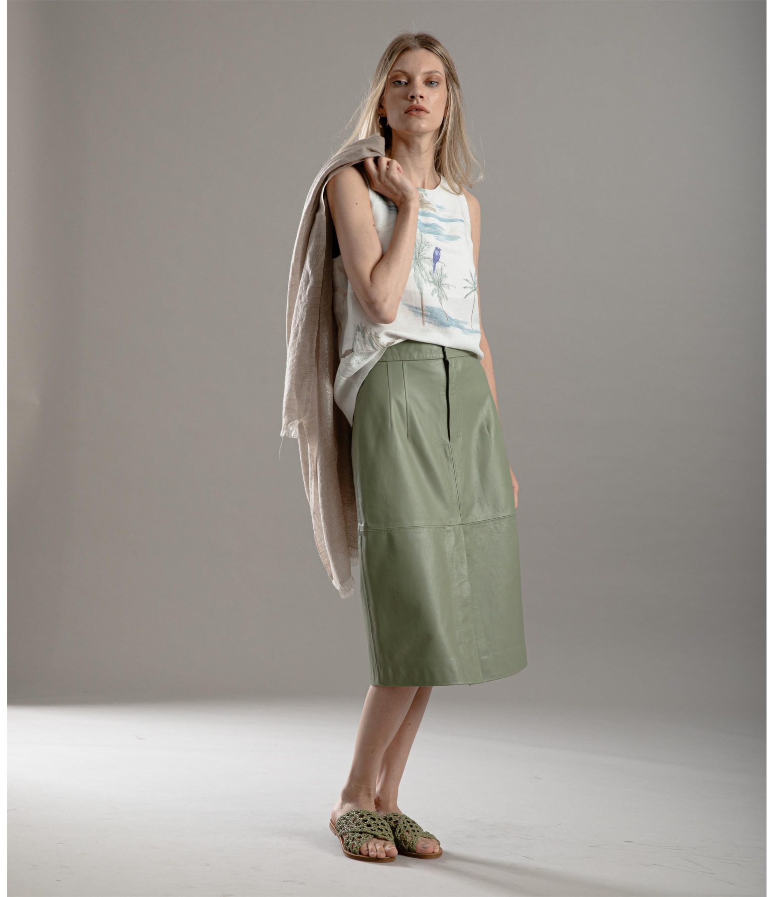 Saia Leny Leather Verde Army