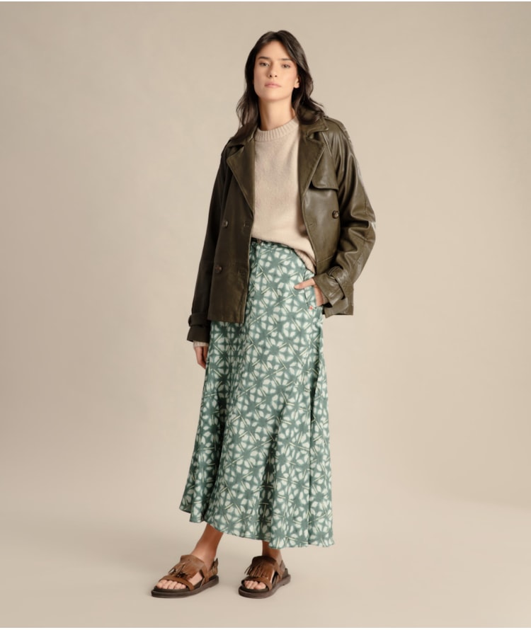 Saia Linho  Aias  Est Shibori Verde