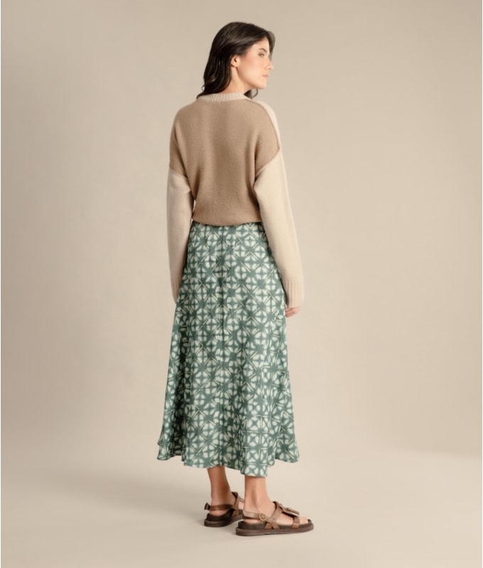 Saia Linho  Aias  Est Shibori Verde