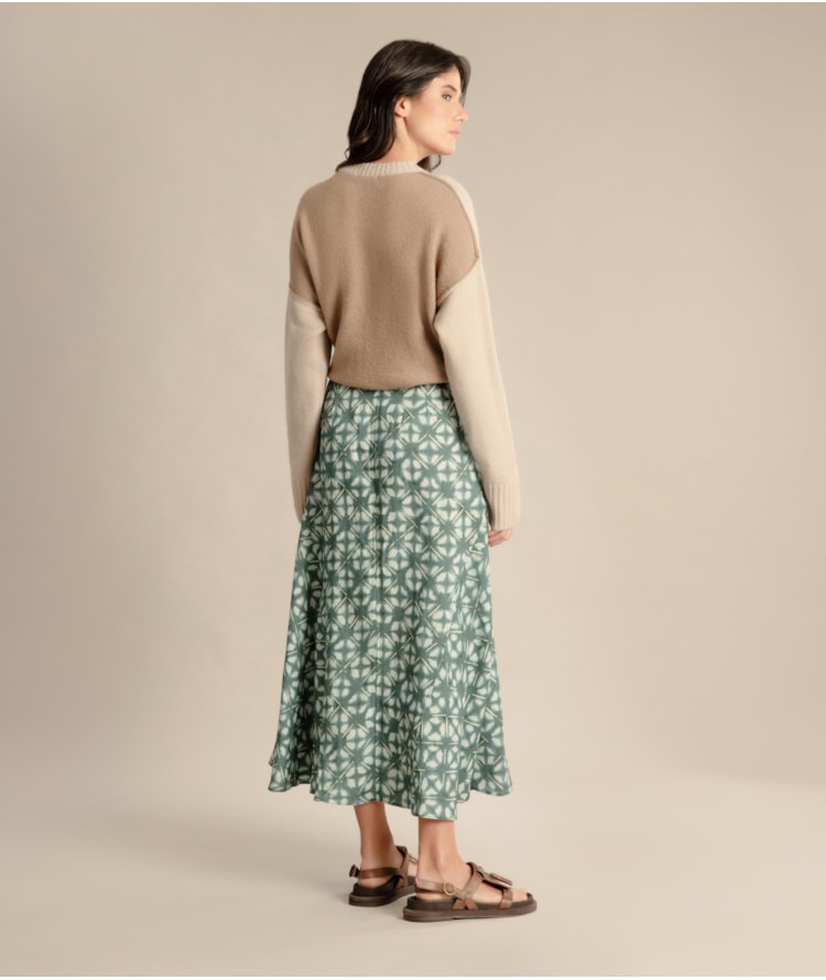 Saia Linho  Aias  Est Shibori Verde