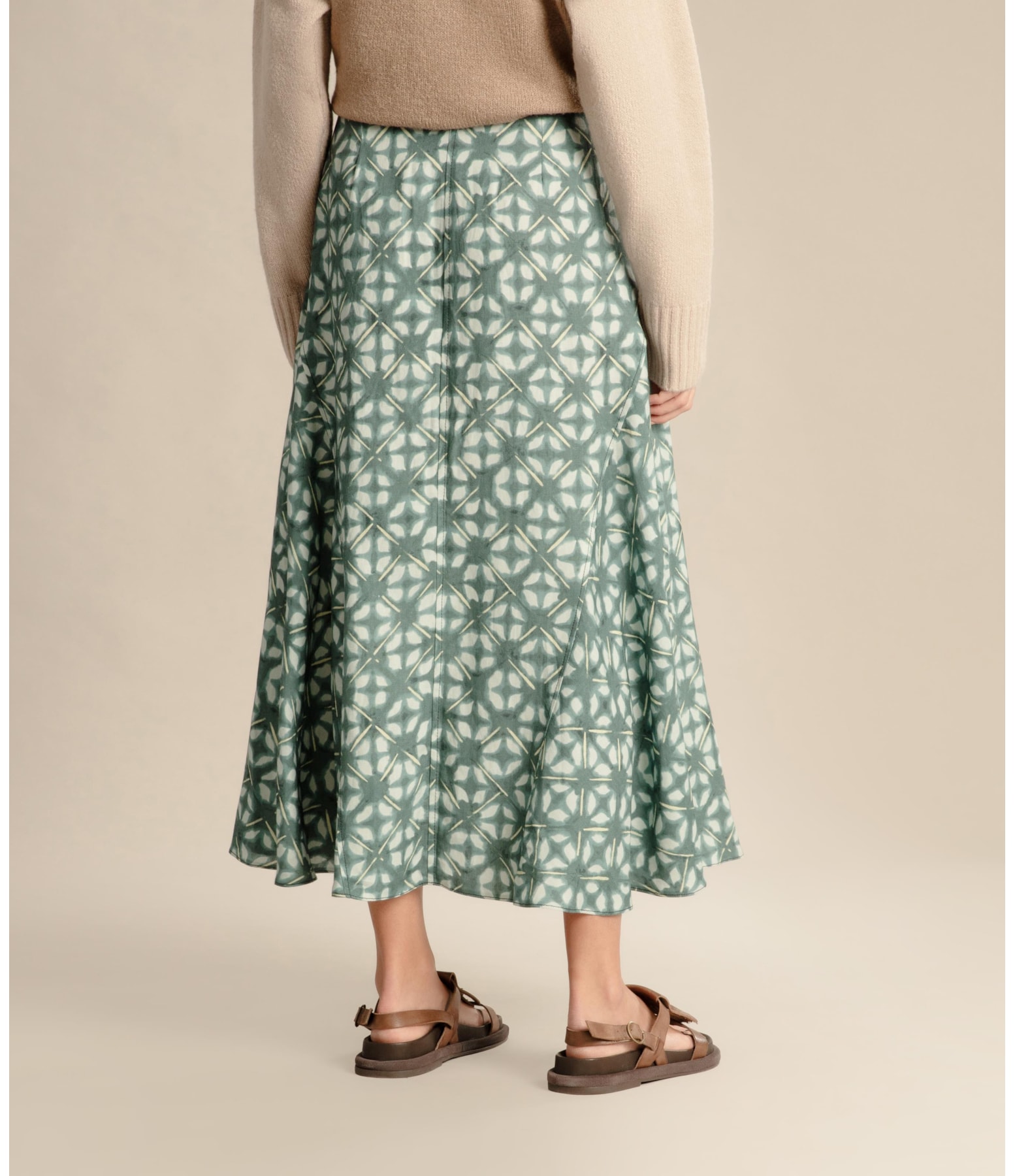 Saia Linho  Aias  Est Shibori Verde