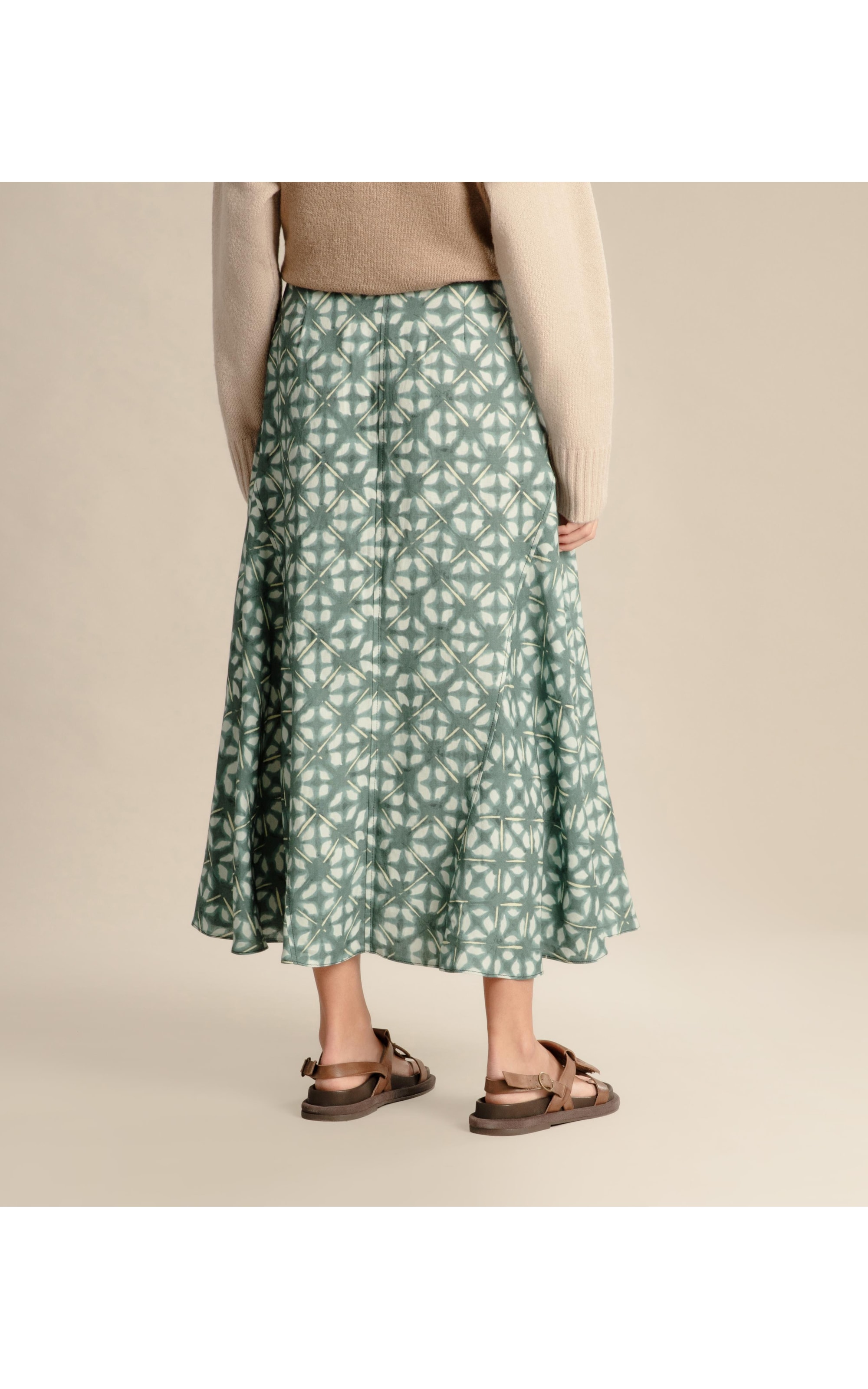 Saia Linho  Aias  Est Shibori Verde