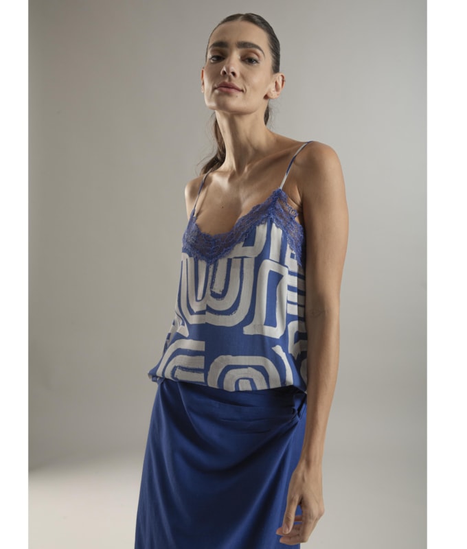 Saia Linho  Angra  Liso Azul Bic