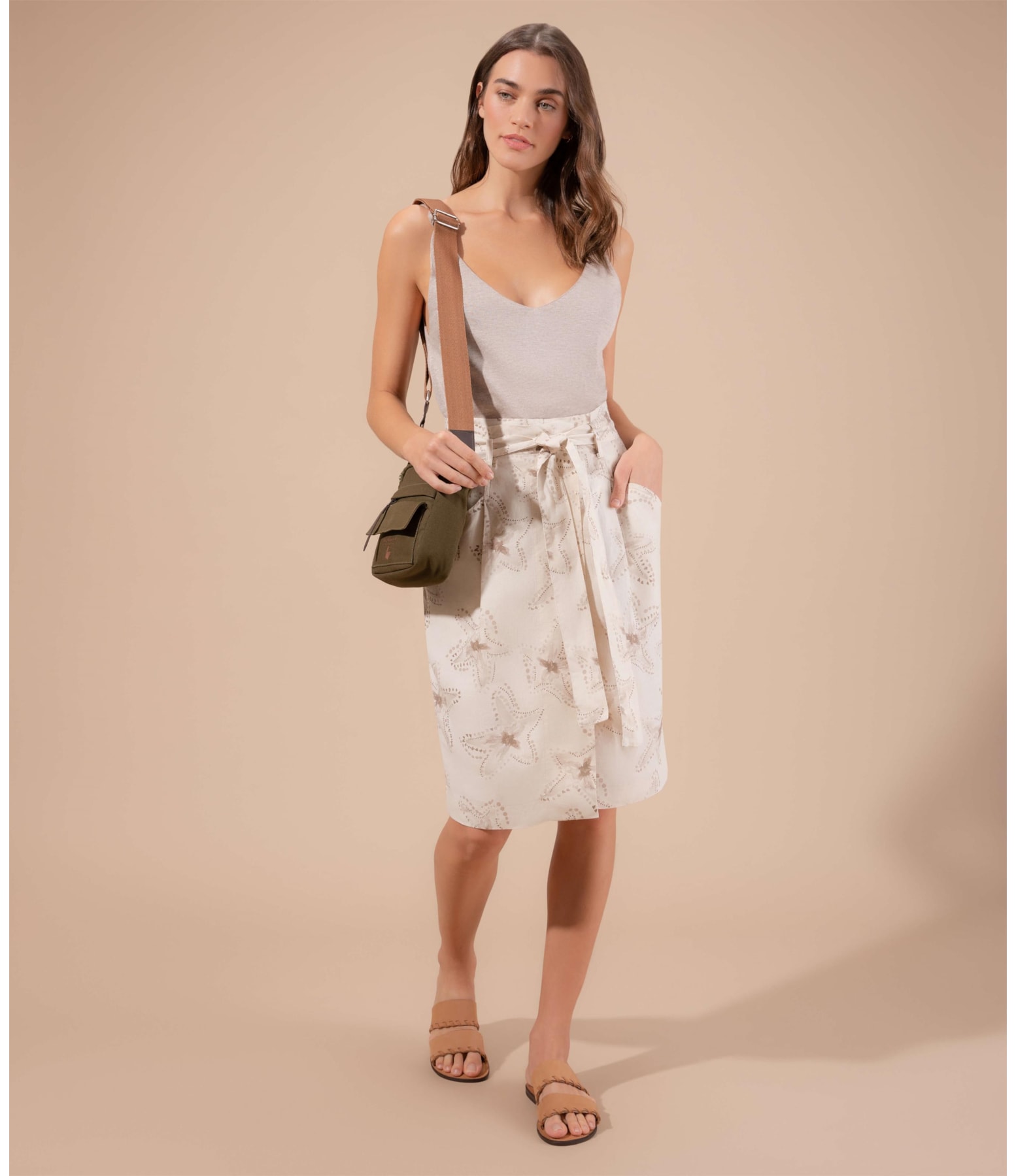 Saia Linho  Athena  Est Estrela Batik Sandy