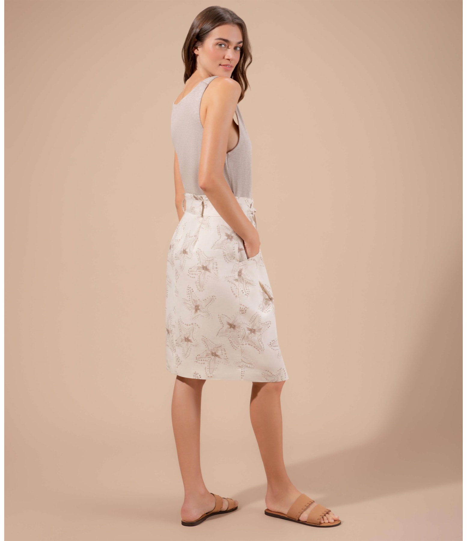 Saia Linho  Athena  Est Estrela Batik Sandy