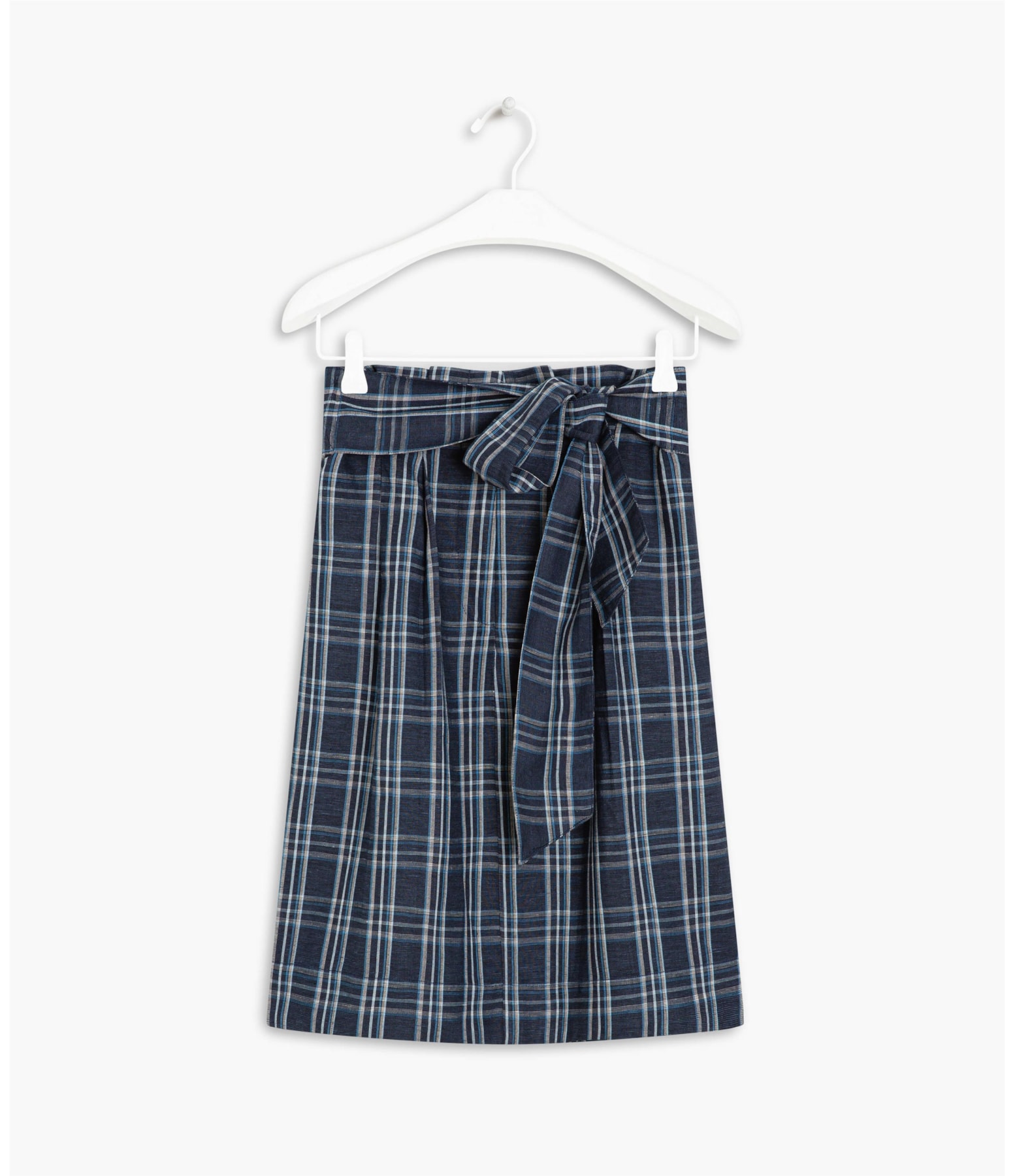 Saia Linho  Dolce  Ft Xadrez Dark Navy