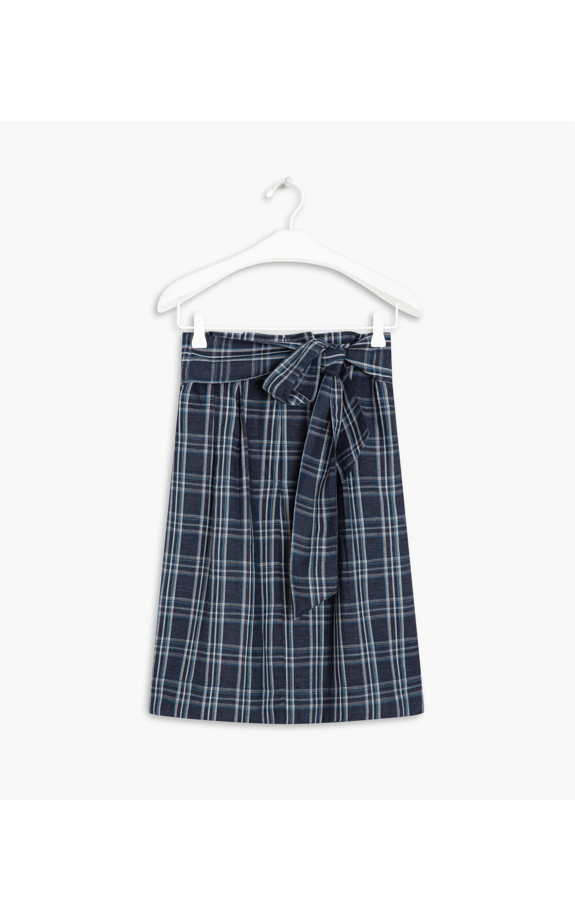 Saia Linho  Dolce  Ft Xadrez Dark Navy