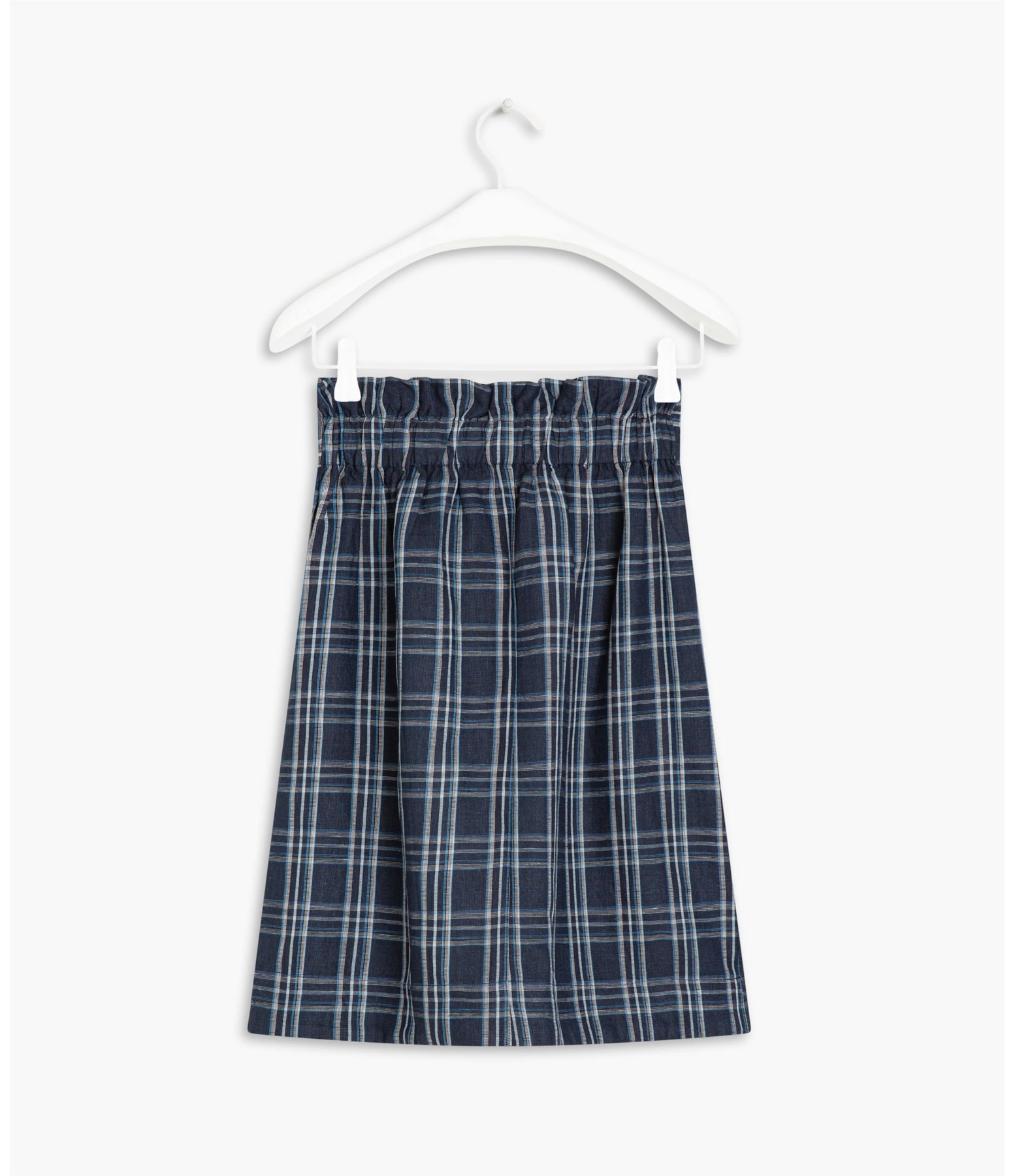Saia Linho  Dolce  Ft Xadrez Dark Navy