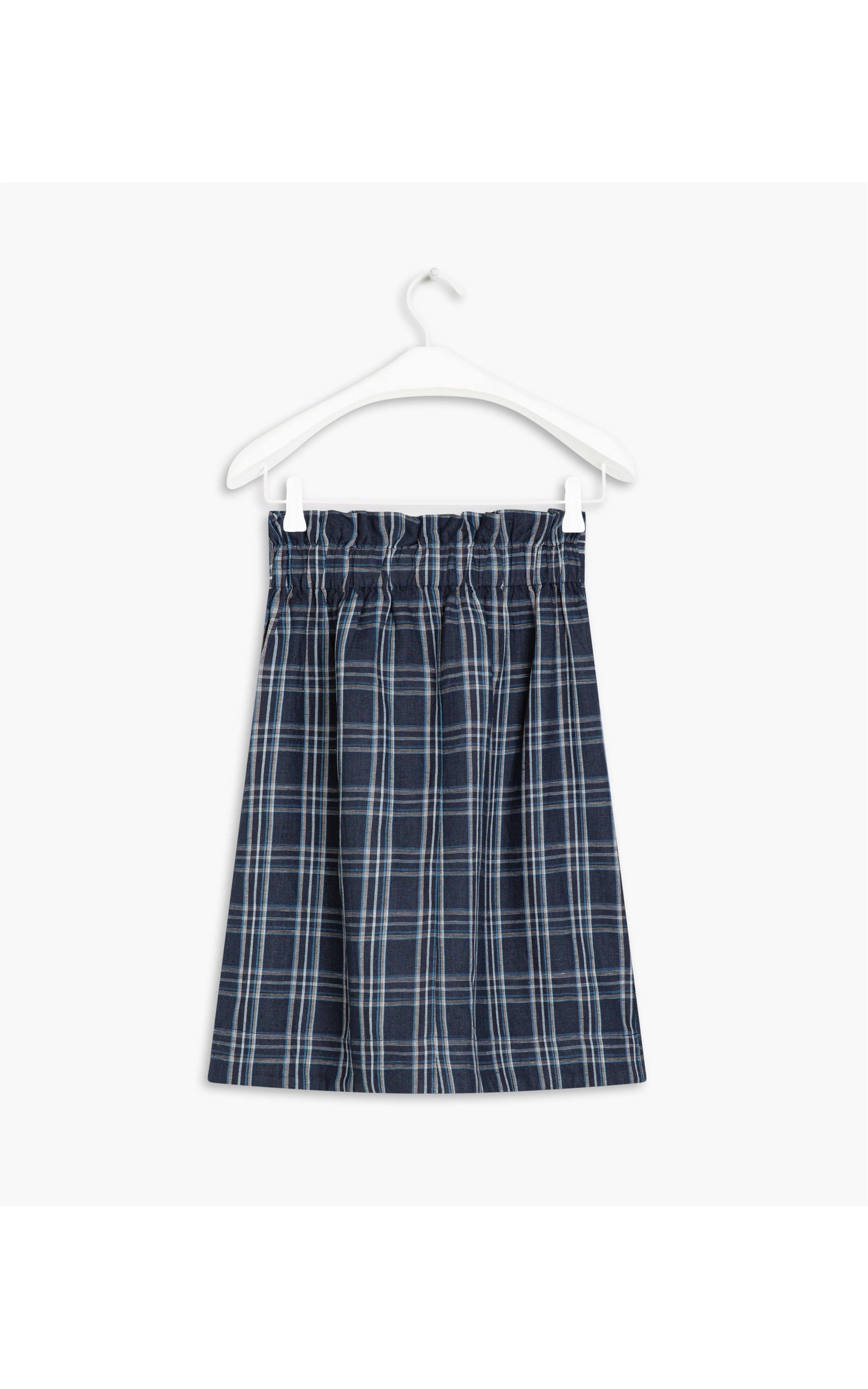 Saia Linho  Dolce  Ft Xadrez Dark Navy