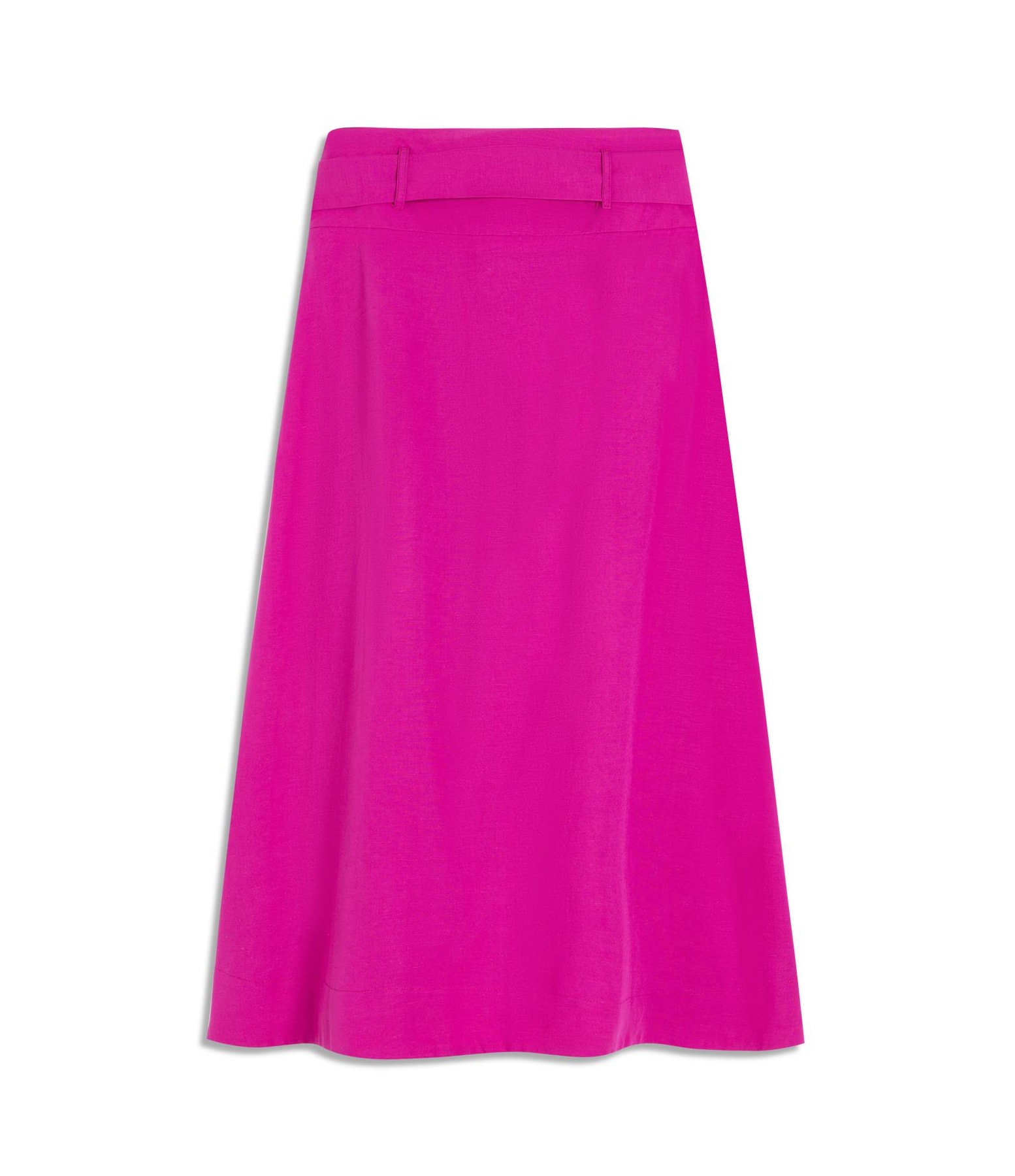 Saia Linho  Ester  Liso Fucsia