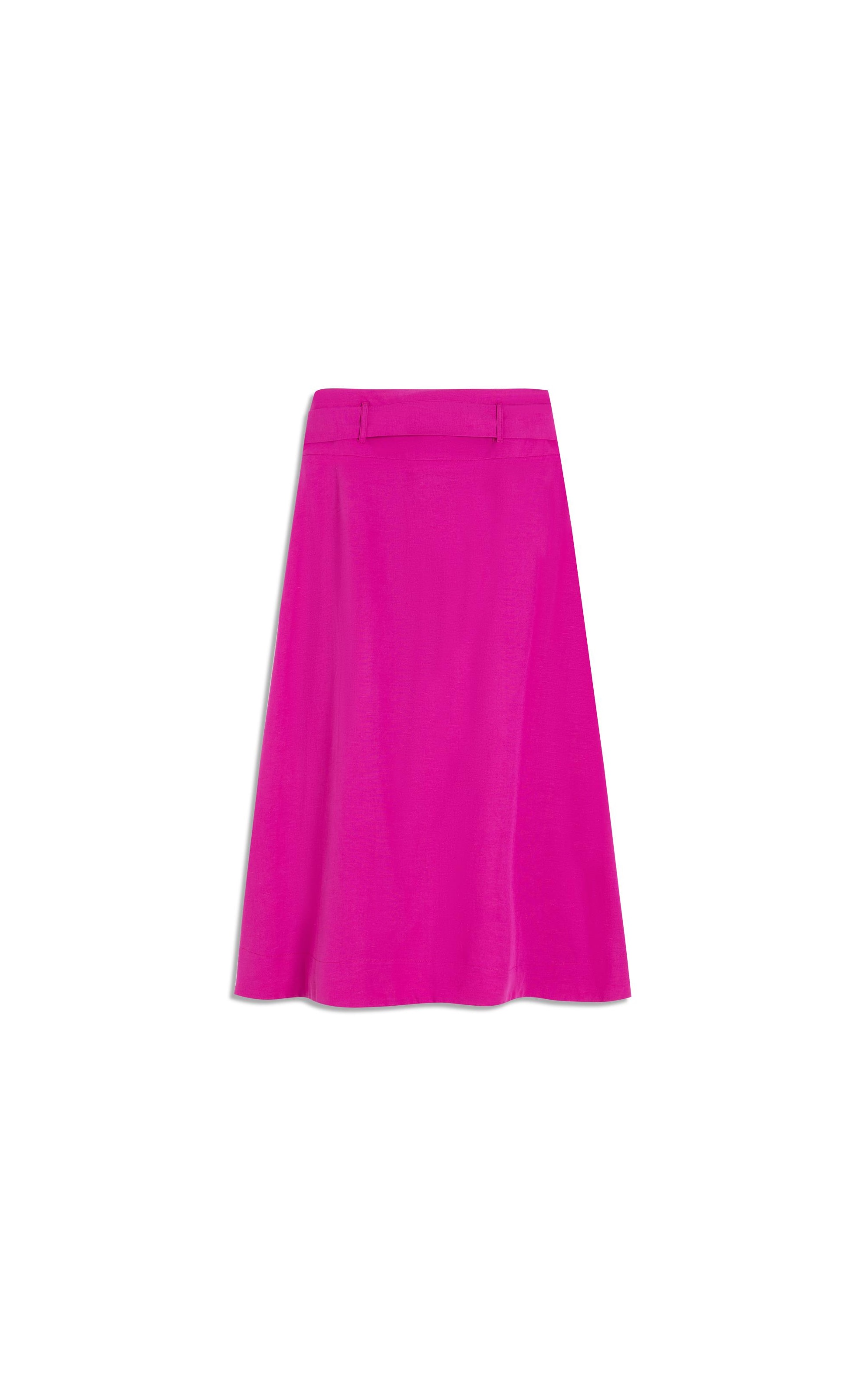 Saia Linho  Ester  Liso Fucsia