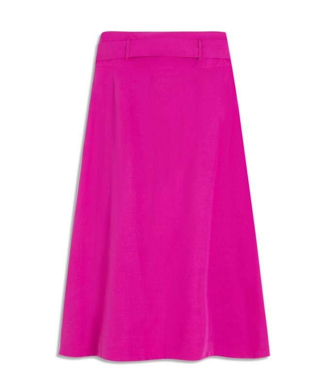 Saia Linho  Ester  Liso Fucsia