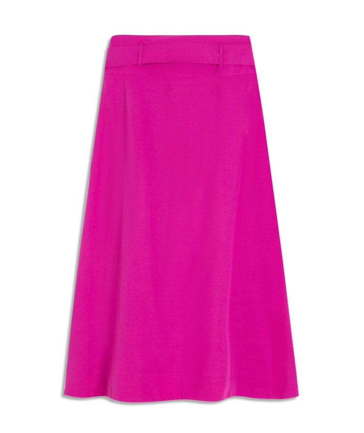 Saia Linho  Ester  Liso Fucsia