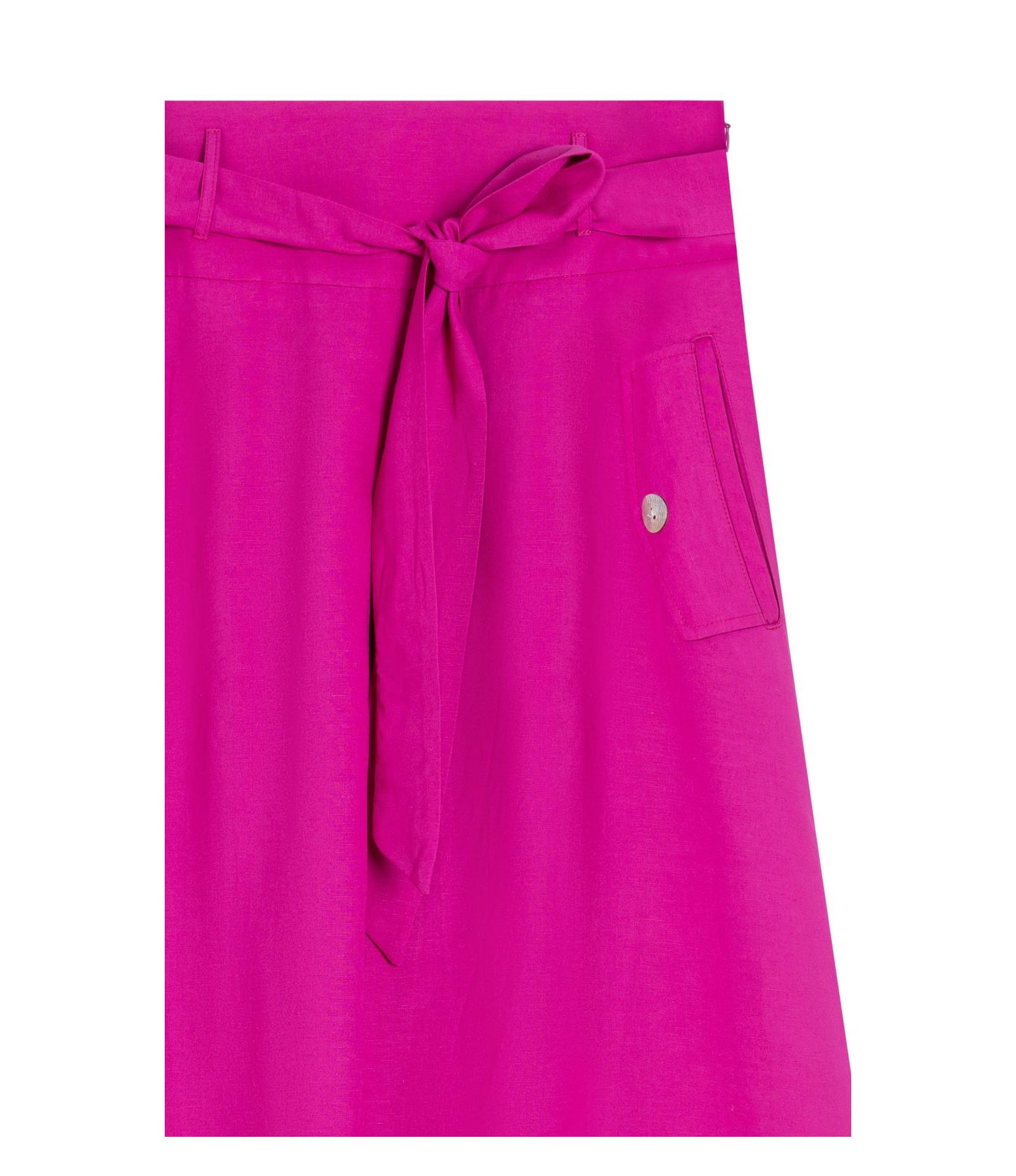 Saia Linho  Ester  Liso Fucsia
