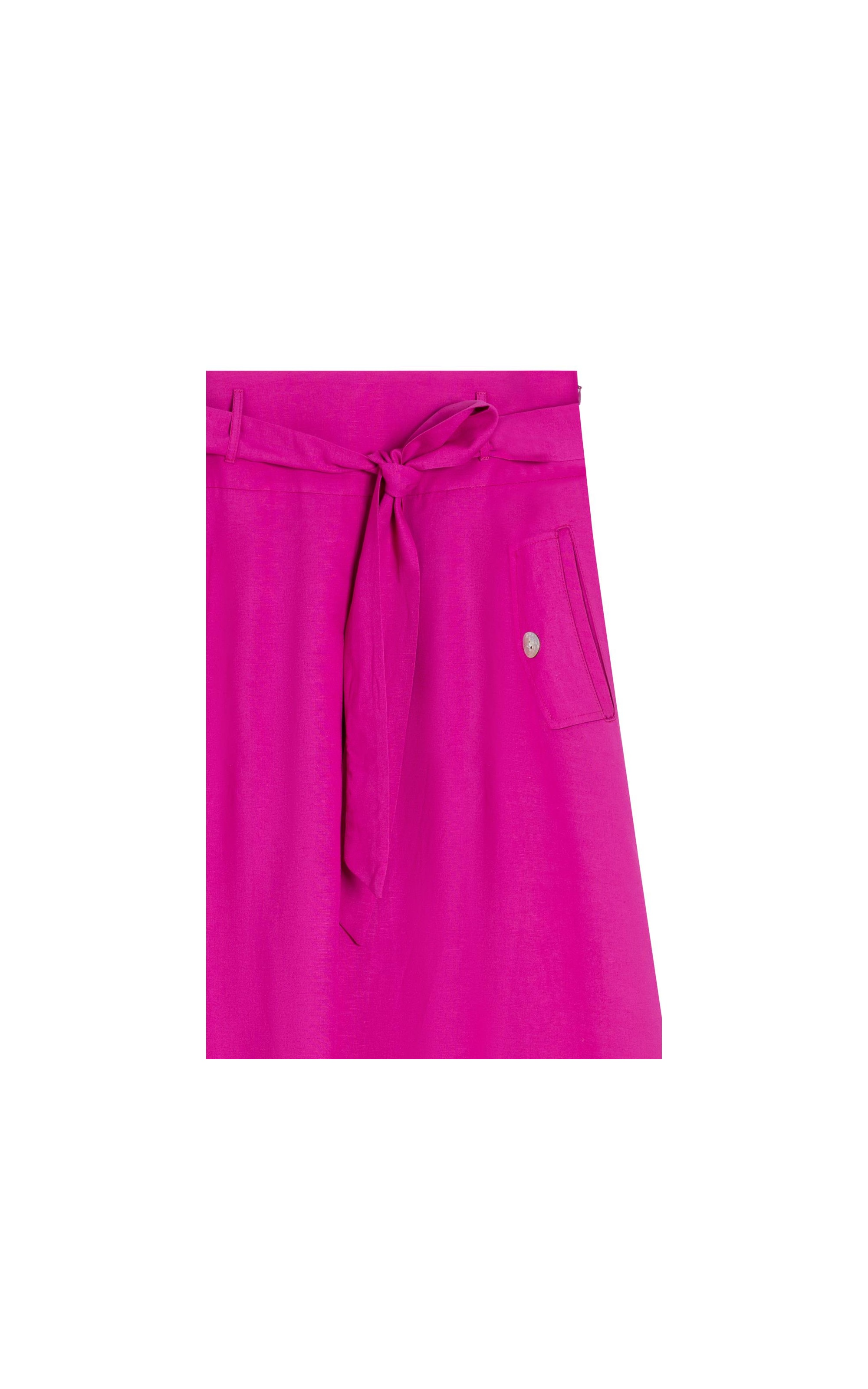 Saia Linho  Ester  Liso Fucsia