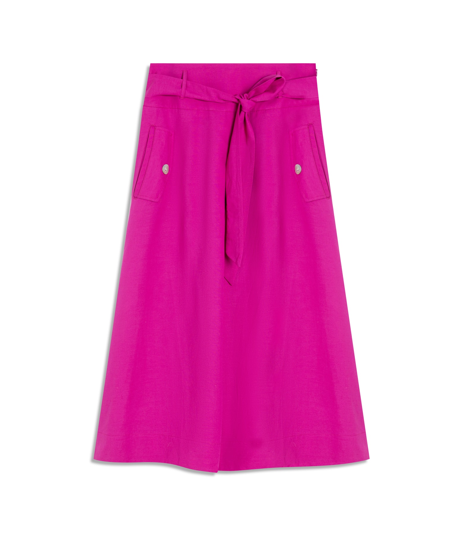 Saia Linho  Ester  Liso Fucsia